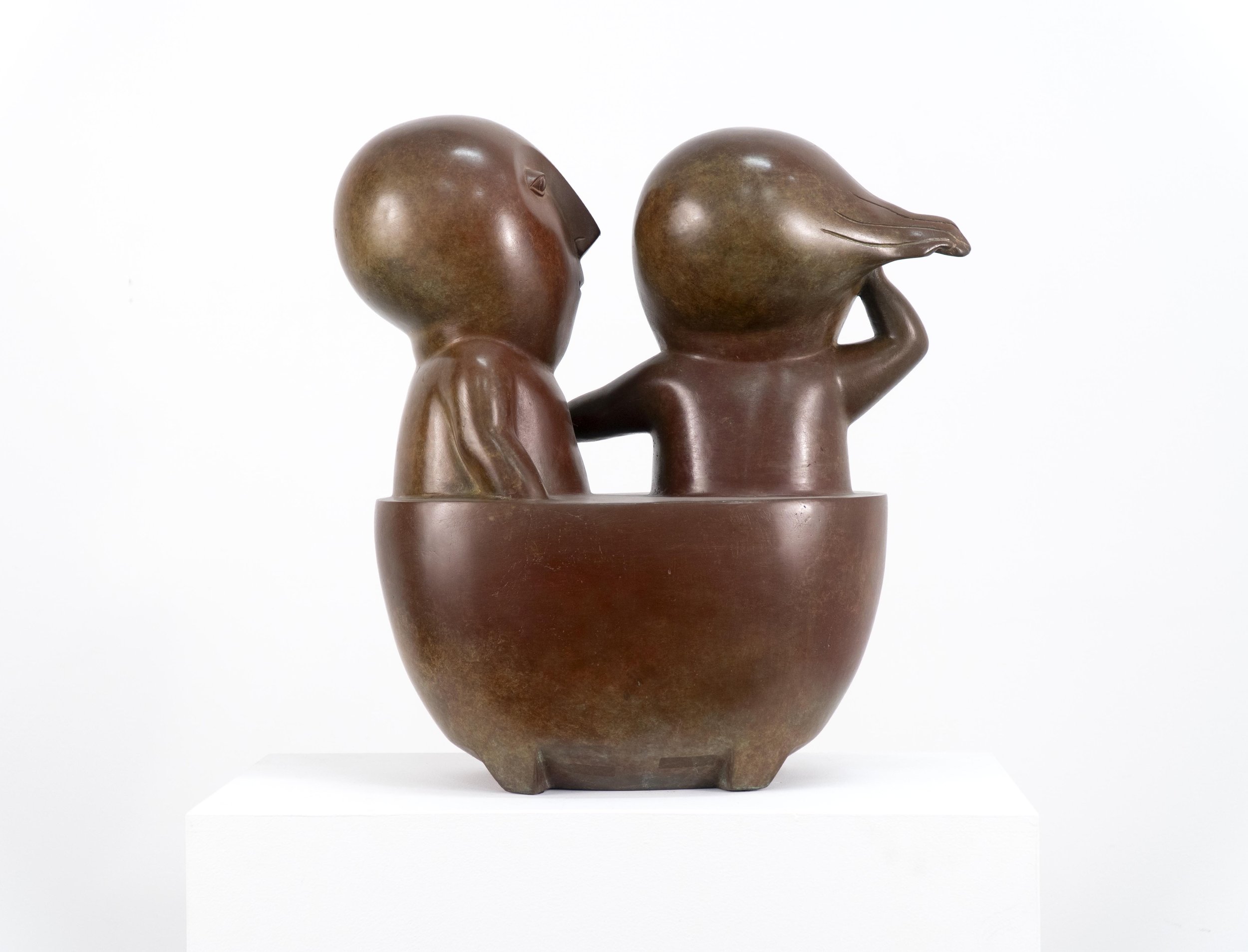 Odile Kinart, “Brimful”, bronze, 18 × 18 × 9.25 inches, edition # 8/8. View 2.