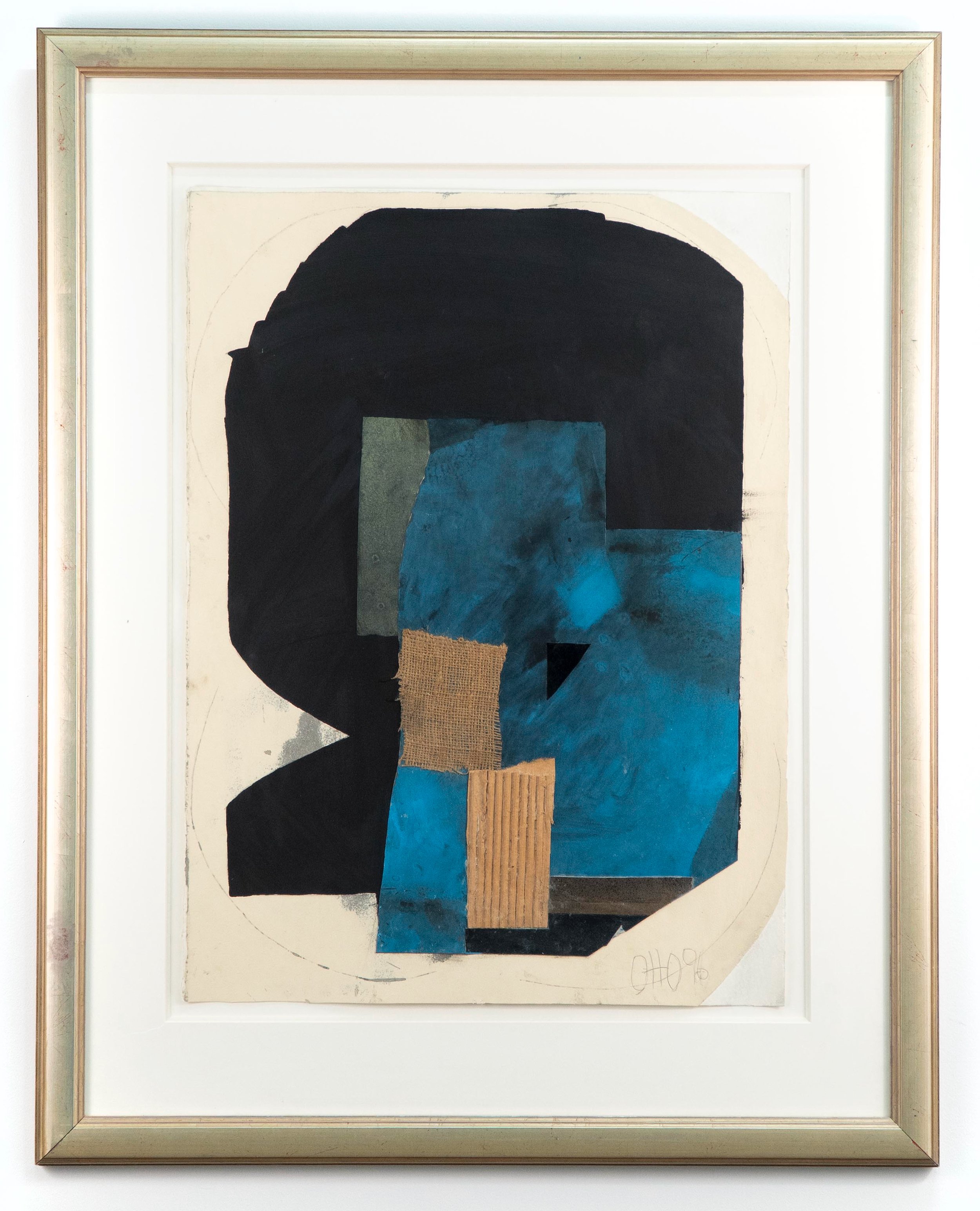 “Edge of Night”, acrylic and paper collage on paper, 29.75 x 22.5 inches paper size / 39.25 × 31.5 inches framed.
