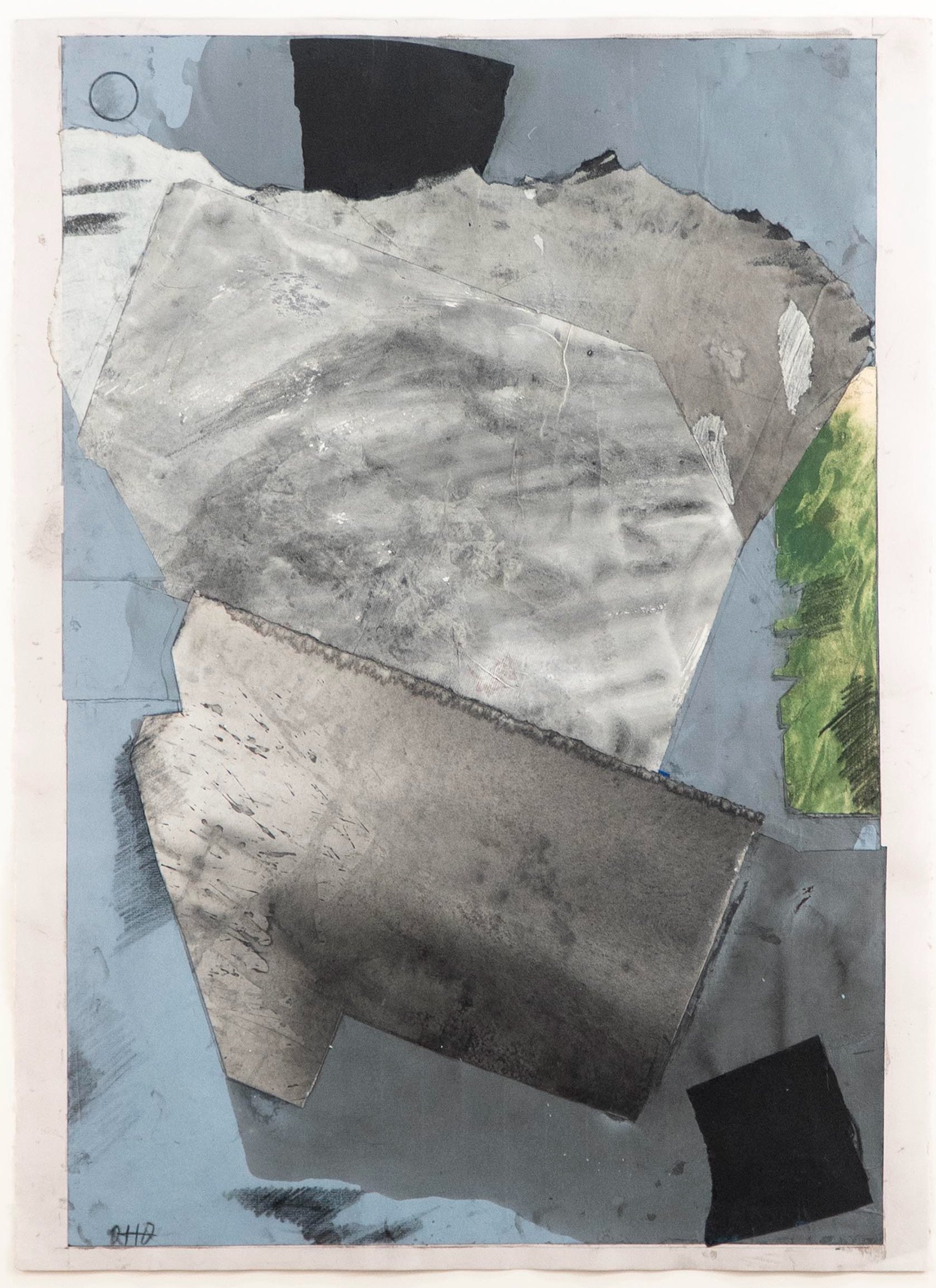 “Cosmic Cataclysm”, acrylic and paper collage on paper, 30 × 22 inches paper size / 39.25 × 31.5 inches framed.