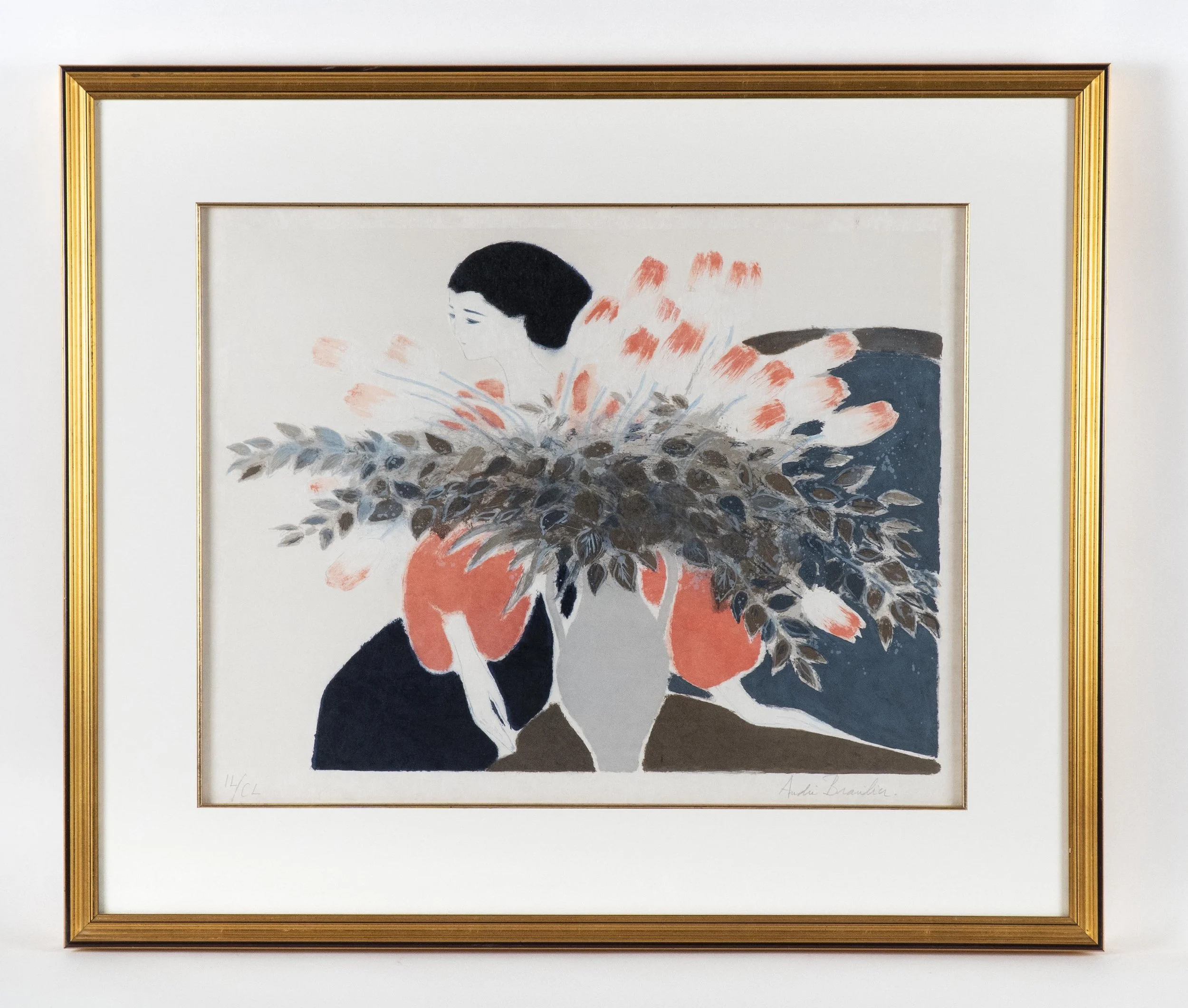 Andre Brasilier, “Tulips au corsage Rose”, lithograph, 18 x 23.5 inches image size, edition # IL/CL.