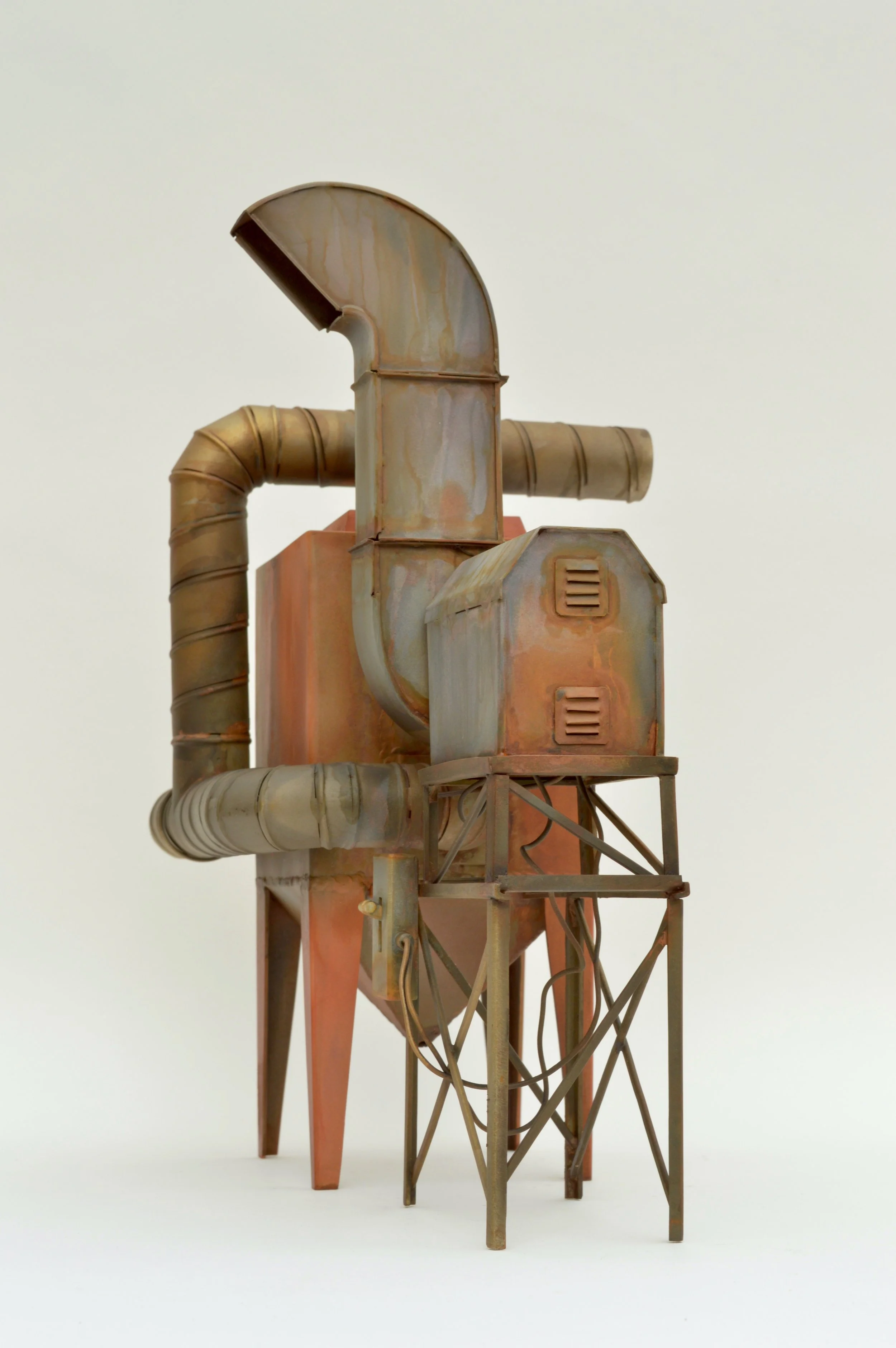 Frans Lotz, “Air Grabber”, nickel plated steel with patina, 2023 11.5 x 7 x 12 inches.