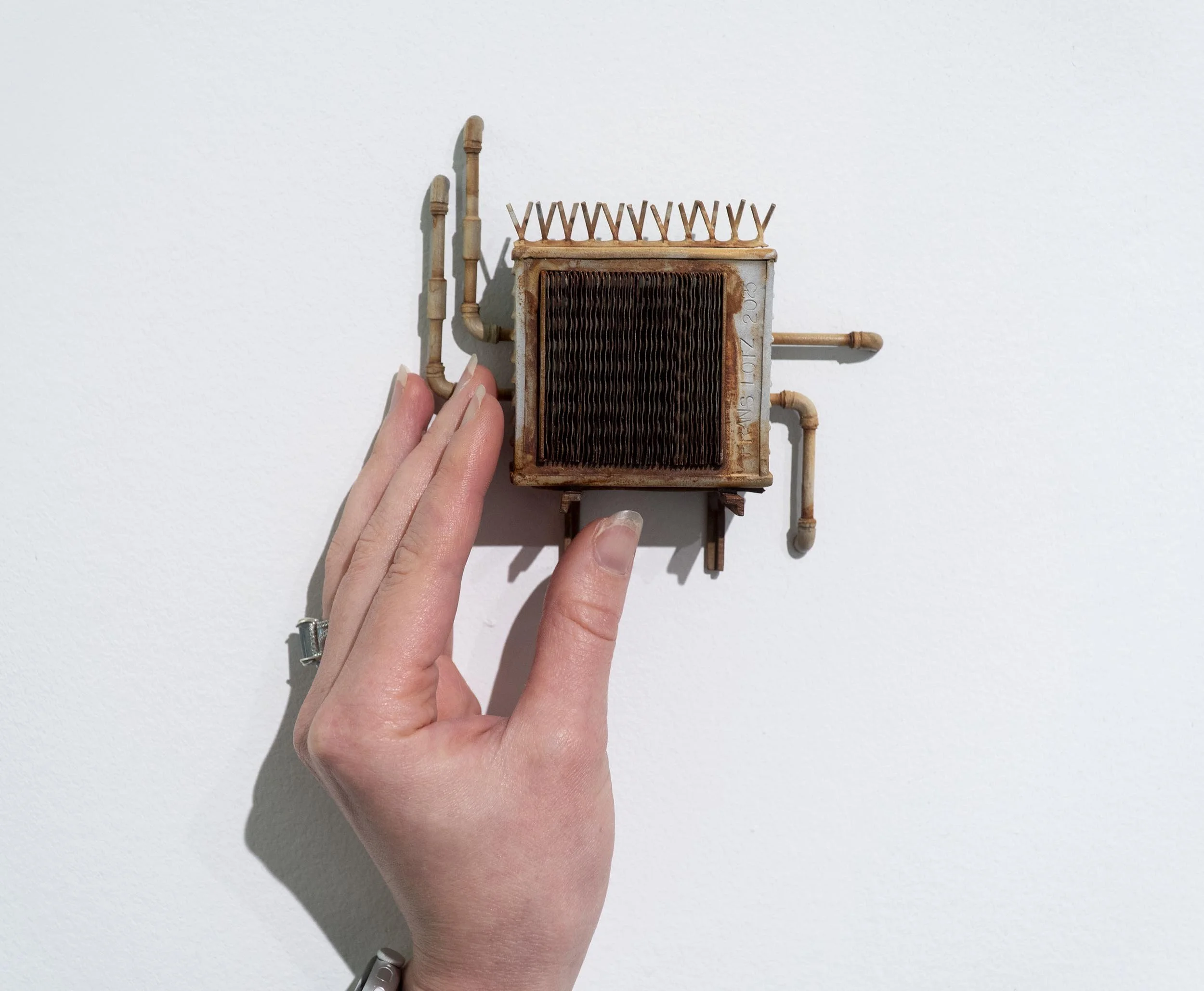  Installation of “ Secret Handshake ”, Frans Lotz “ Soupcan Talker ” Nov / Dec 2025.   ENQUIRE  