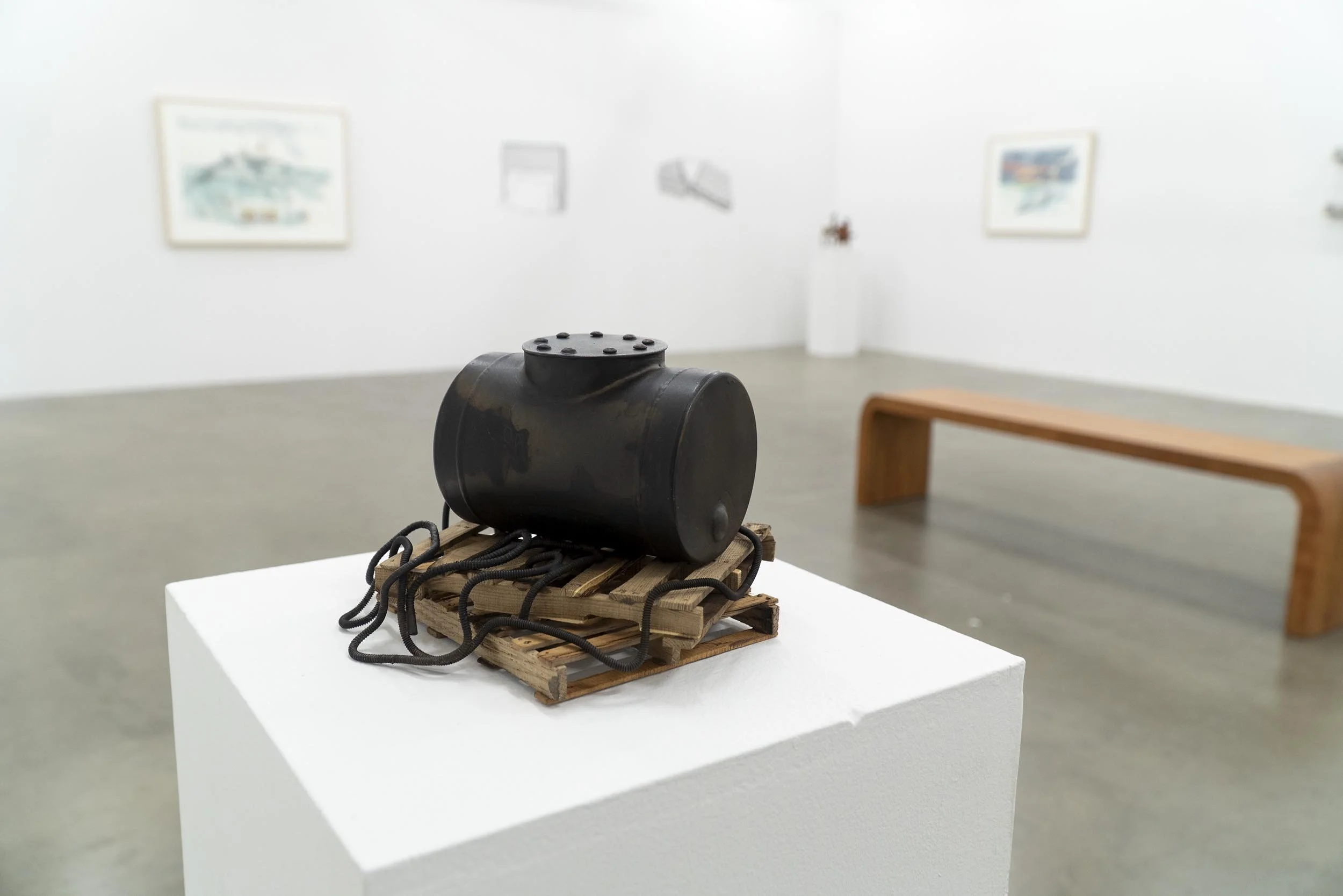  Installation of “ Slubbing Sideshow ”, Frans Lotz “ Soupcan Talker ” Nov / Dec 2025.   ENQUIRE  