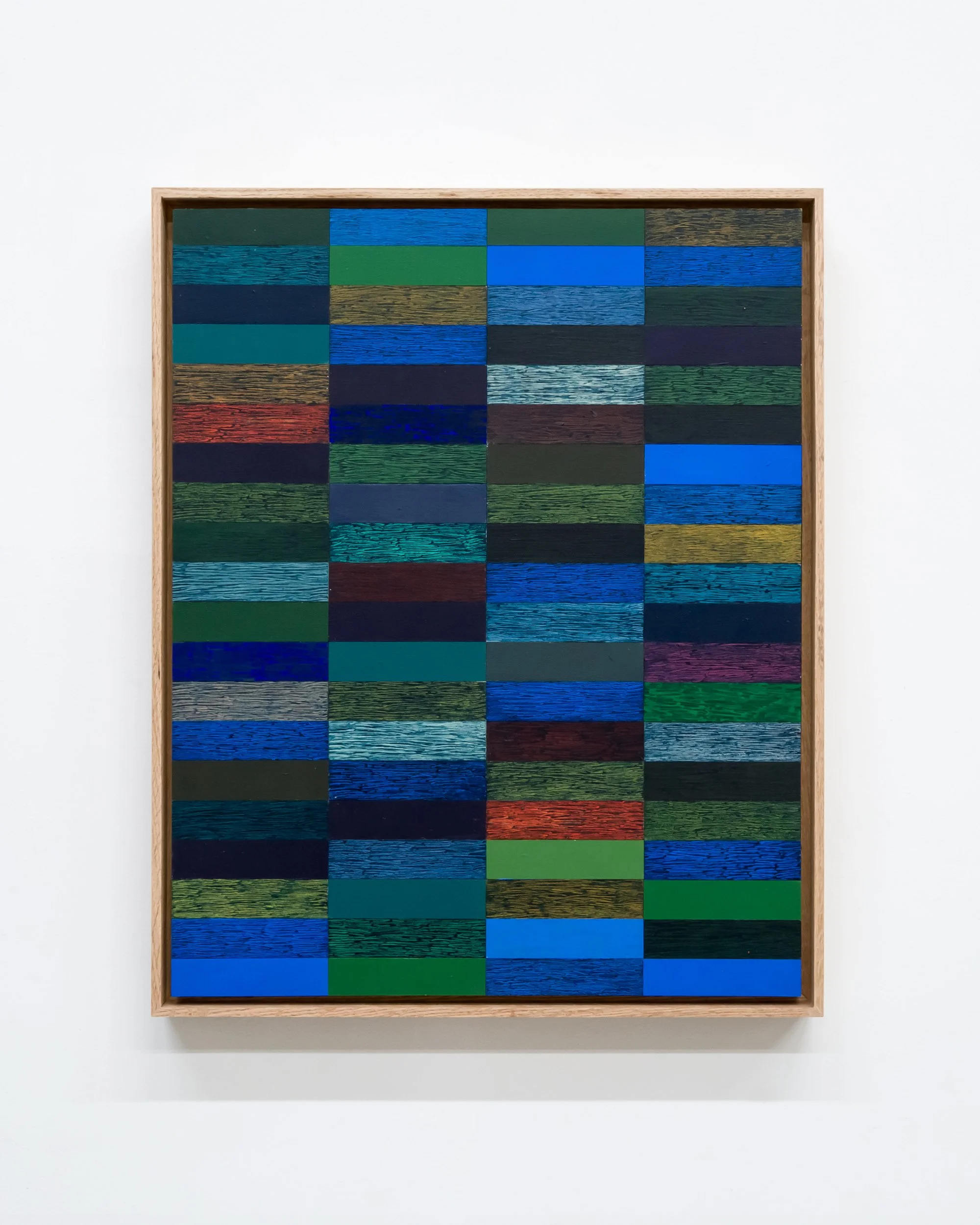  Scott Sueme, “Range”, 2025, acrylic and vinyl emulsion on wood, 21 × 17 inches framed.    ENQUIRE  