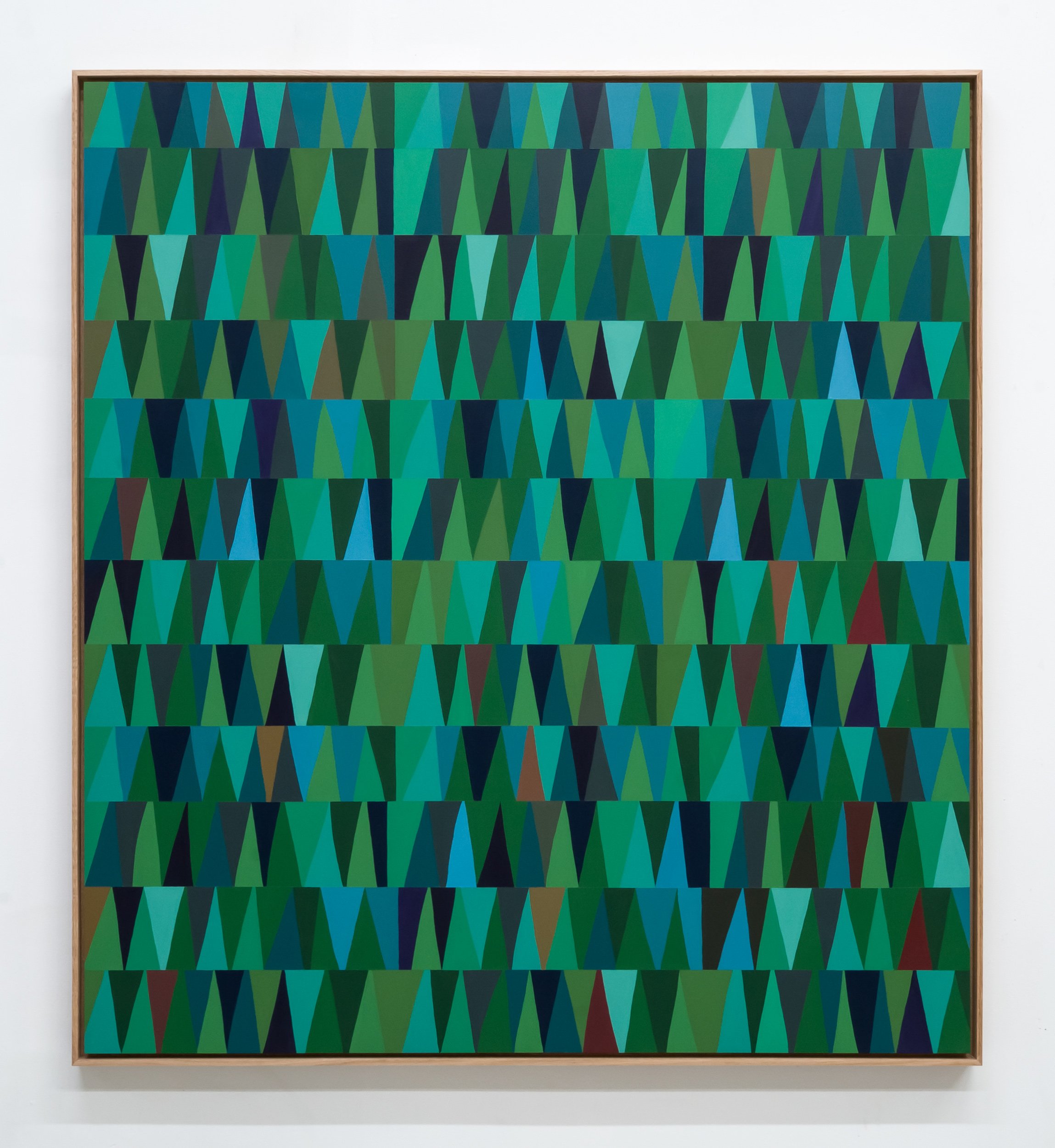  Scott Sueme, “Thinking About Trees”, 2025, acrylic and vinyl emulsion on wood, 31 × 25 inches framed.    ENQUIRE  