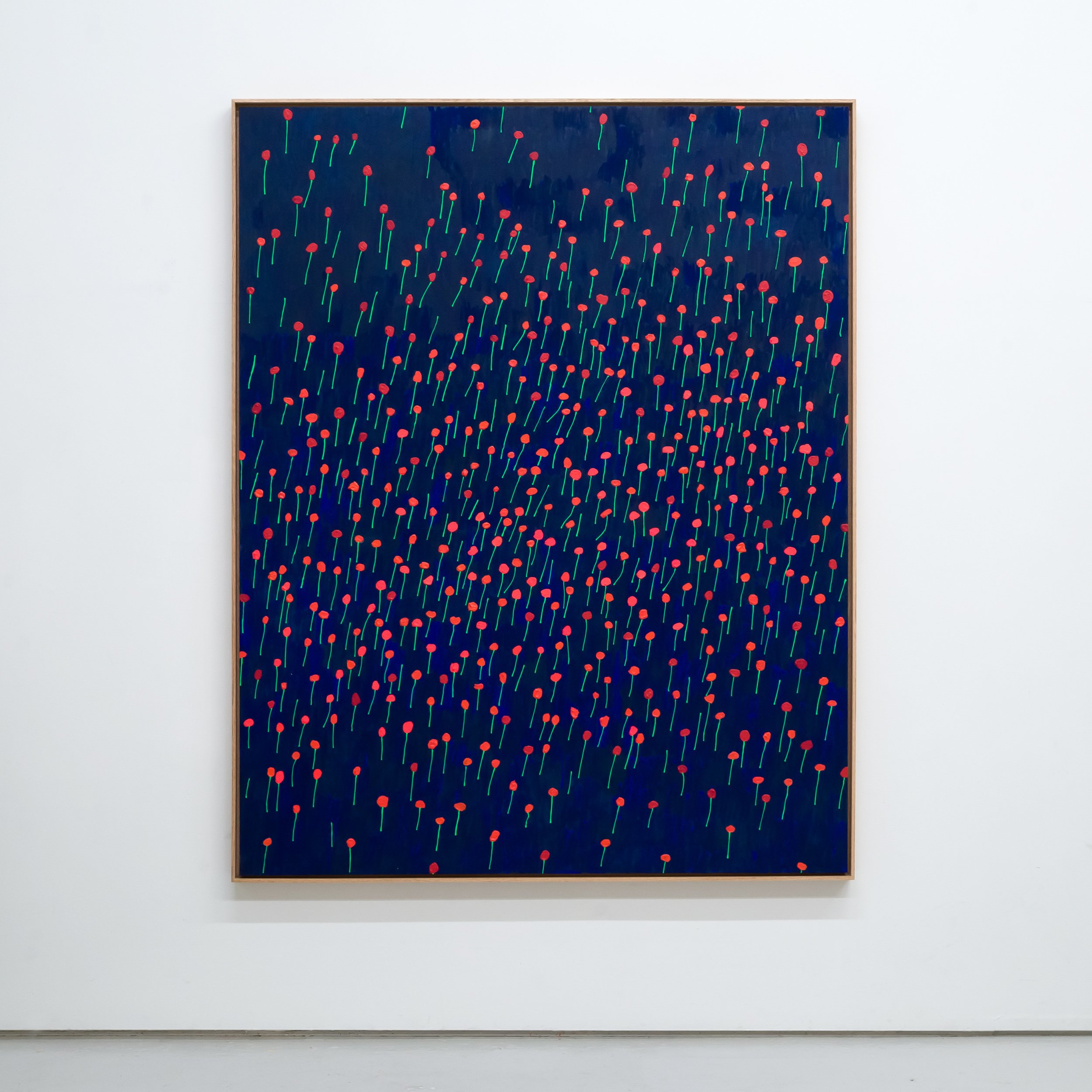  Scott Sueme, “Yet to Blossom”, 2025, acrylic and vinyl emulsion on wood, 61 × 49 inches framed.  SOLD.   ENQUIRE  