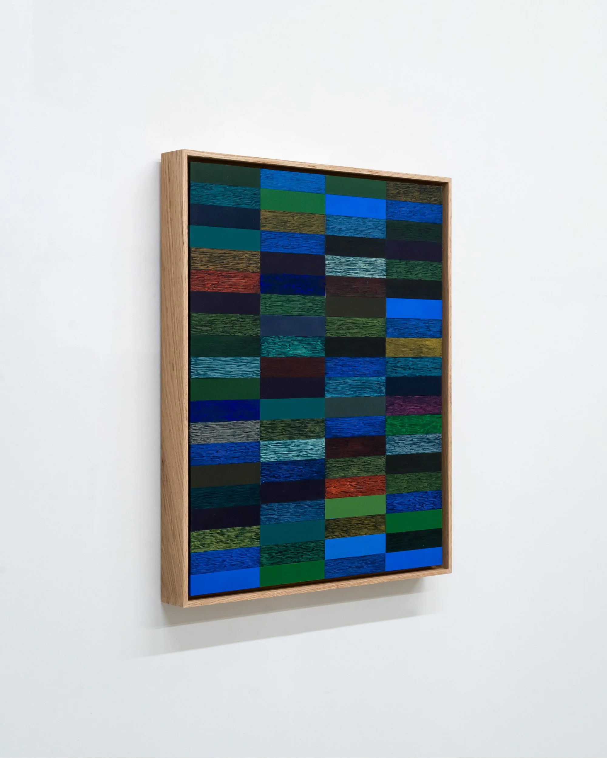  Scott Sueme, “Range”, 2025, acrylic and vinyl emulsion on wood, 21 × 17 inches framed.   ENQUIRE  