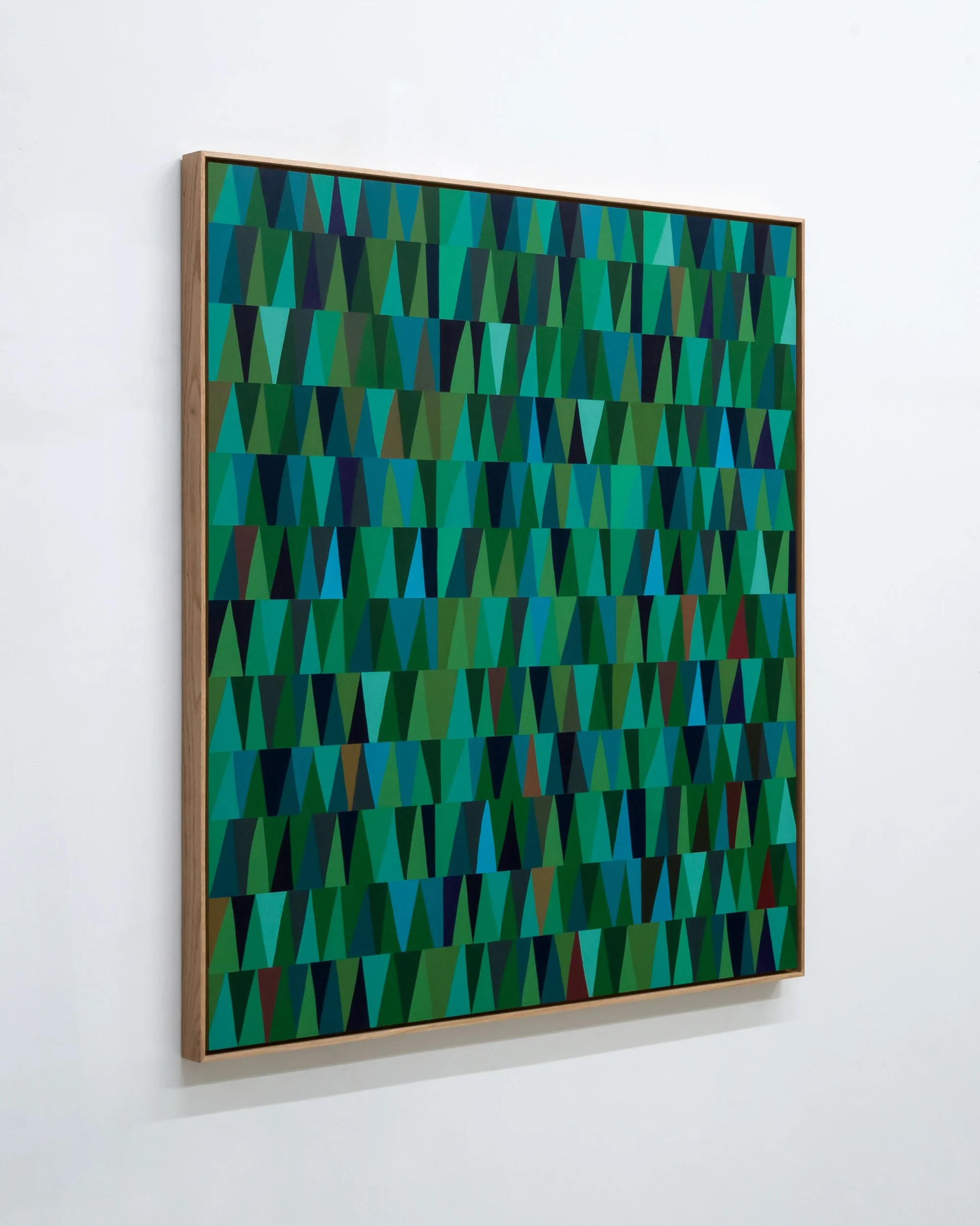  Scott Sueme, “Thinking About Trees”, 2025, acrylic and vinyl emulsion on wood, 31 × 25 inches framed. View 2.   ENQUIRE  