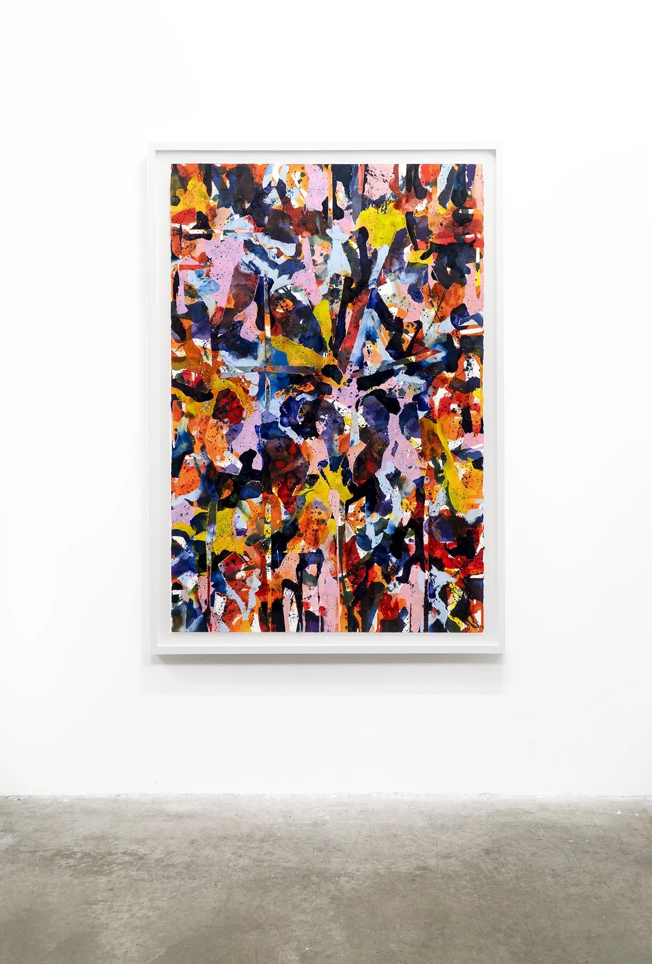  Pierre Coupey, “Night Flower for Pantera” (installed), 2025,  oil on prepared Arches Aquarelle paper, 60 × 40 inches paper size.    ENQUIRE   