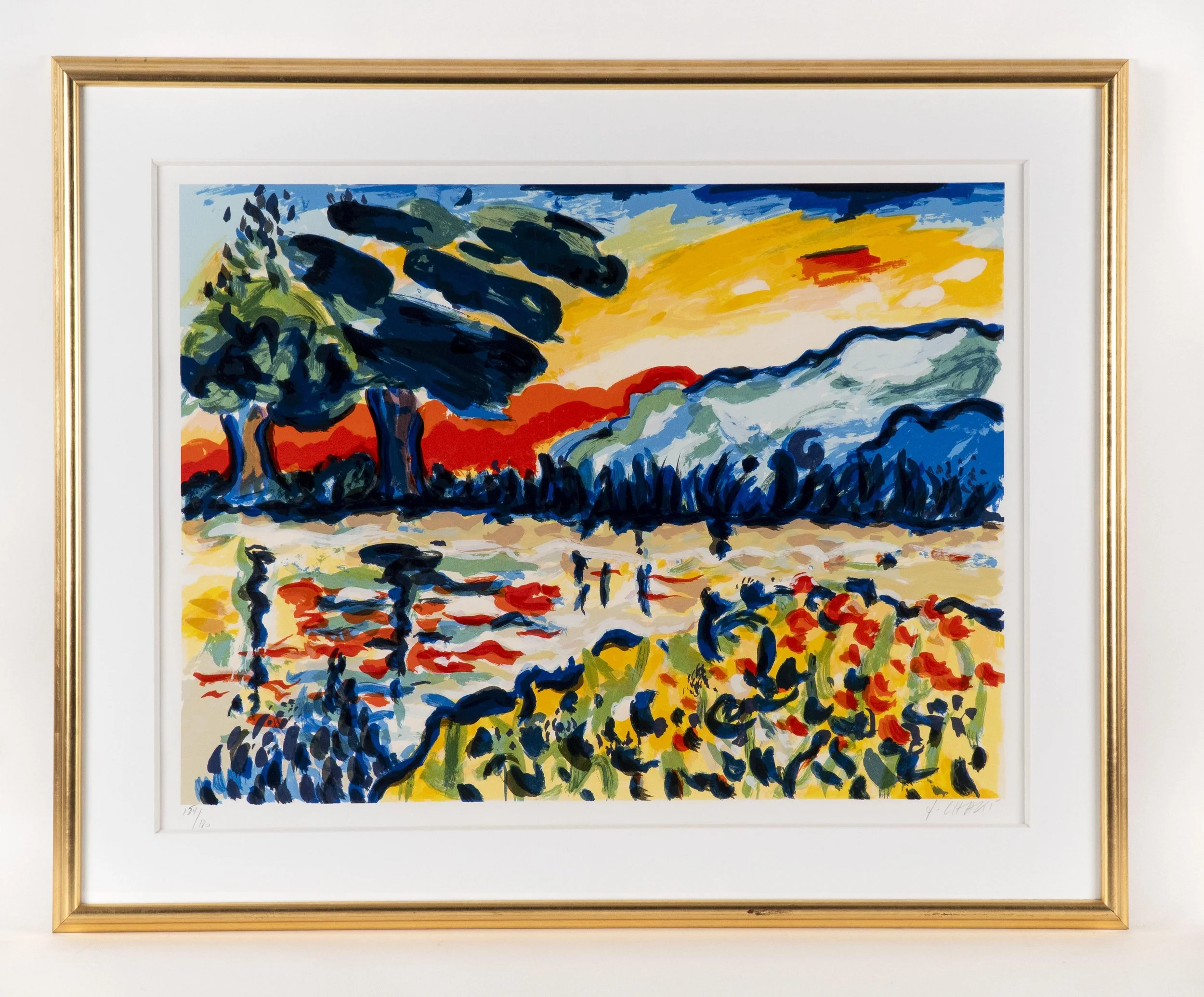  Yehouda Chaki, Reflections, original silkscreen, edition # 154/180, 37.75 × 30 paper size, 32 x 24 inches image size.  