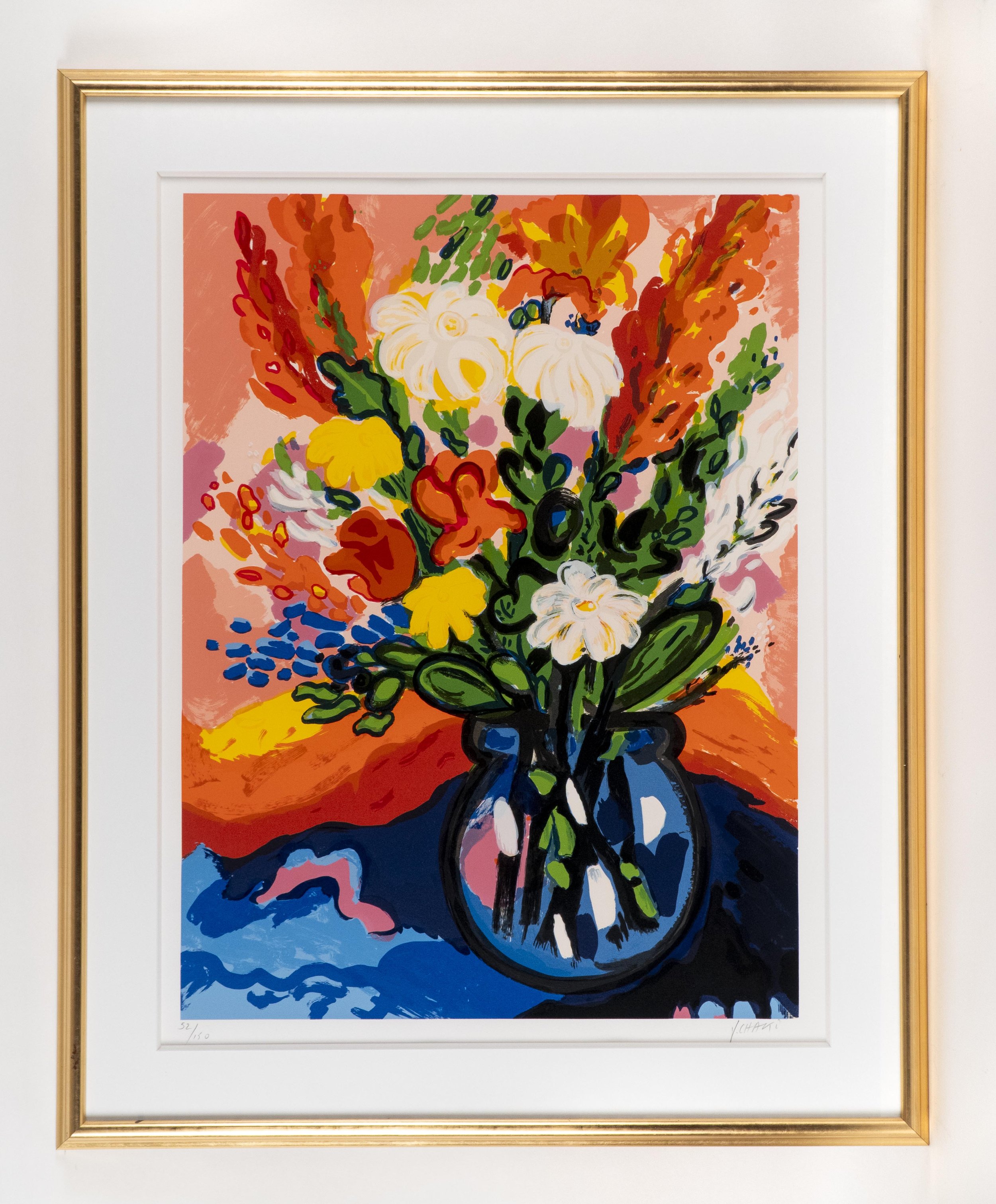  Yehouda Chaki, Bouquet Vivant, original silkscreen, edition # 52/150, 38x29.75 paper size, 32 x 24 inches image size.  