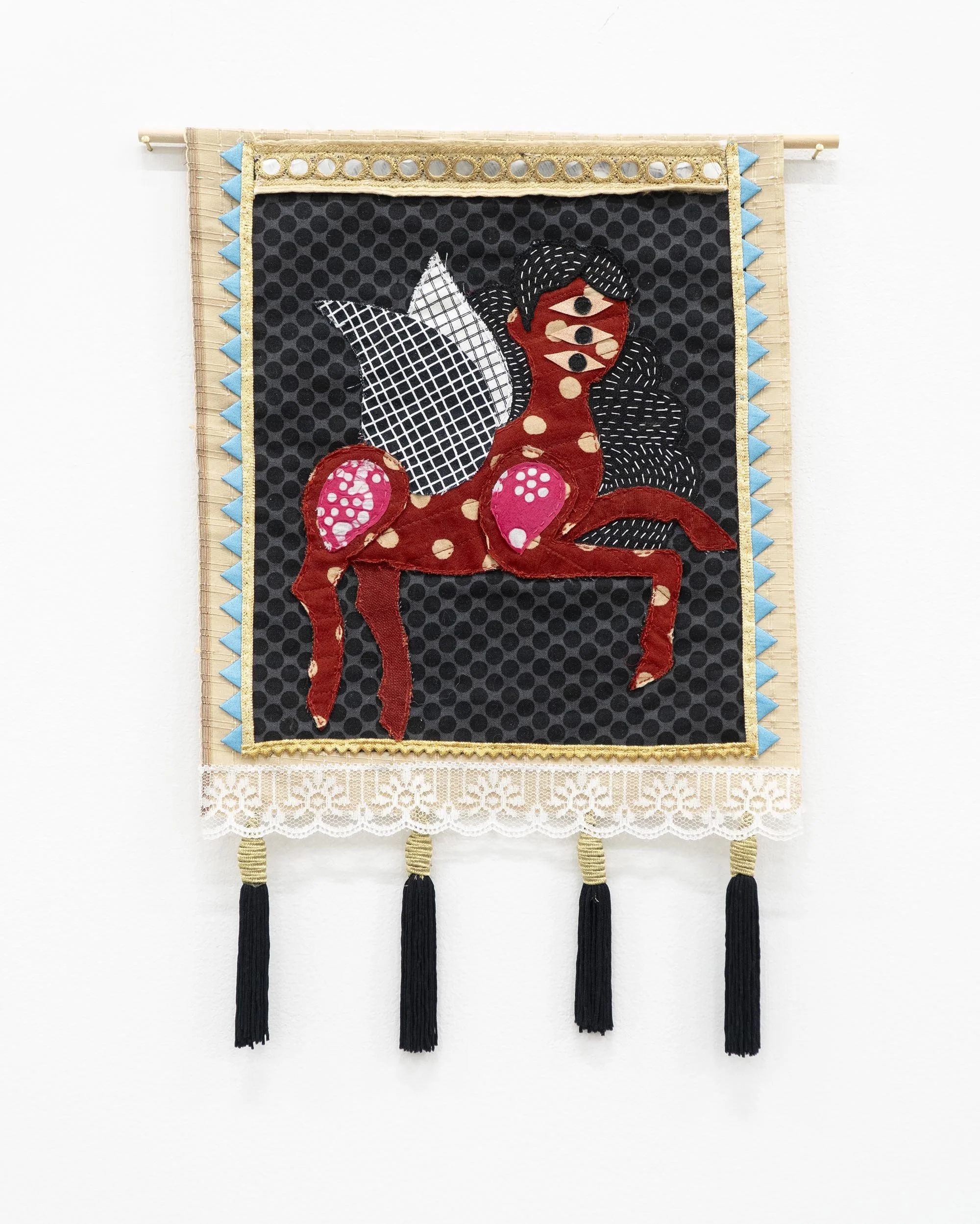  Sandeep Johal, “Guardian #19”, fabric collage, 16 x 10 inches.     ENQUIRE   