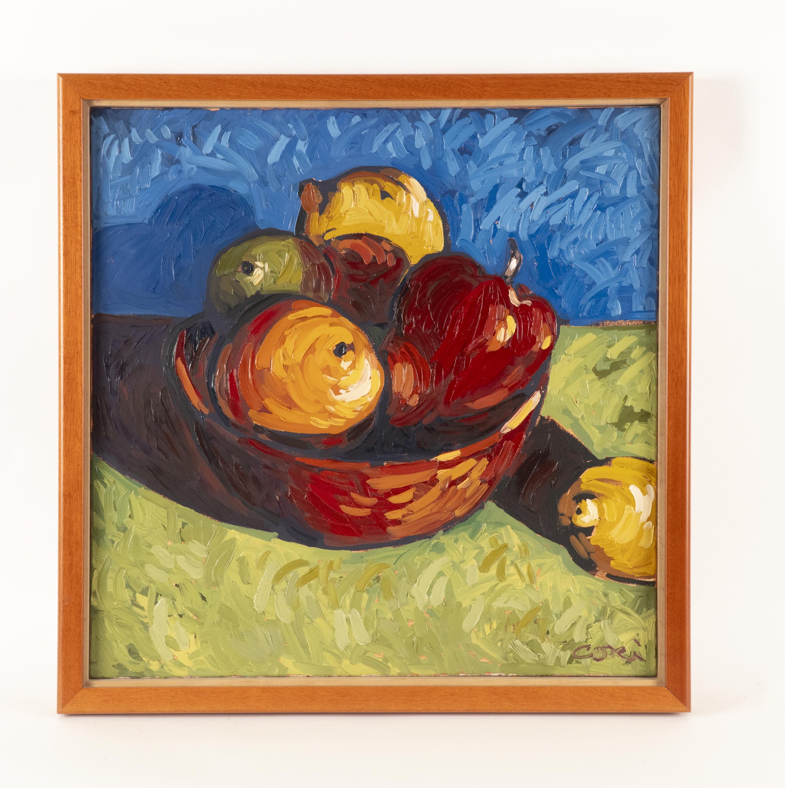  Cori Creed, “Untitled - red bowl with fruit”, oil on canvas, 24 x 24 inches.   ENQUIRE  
