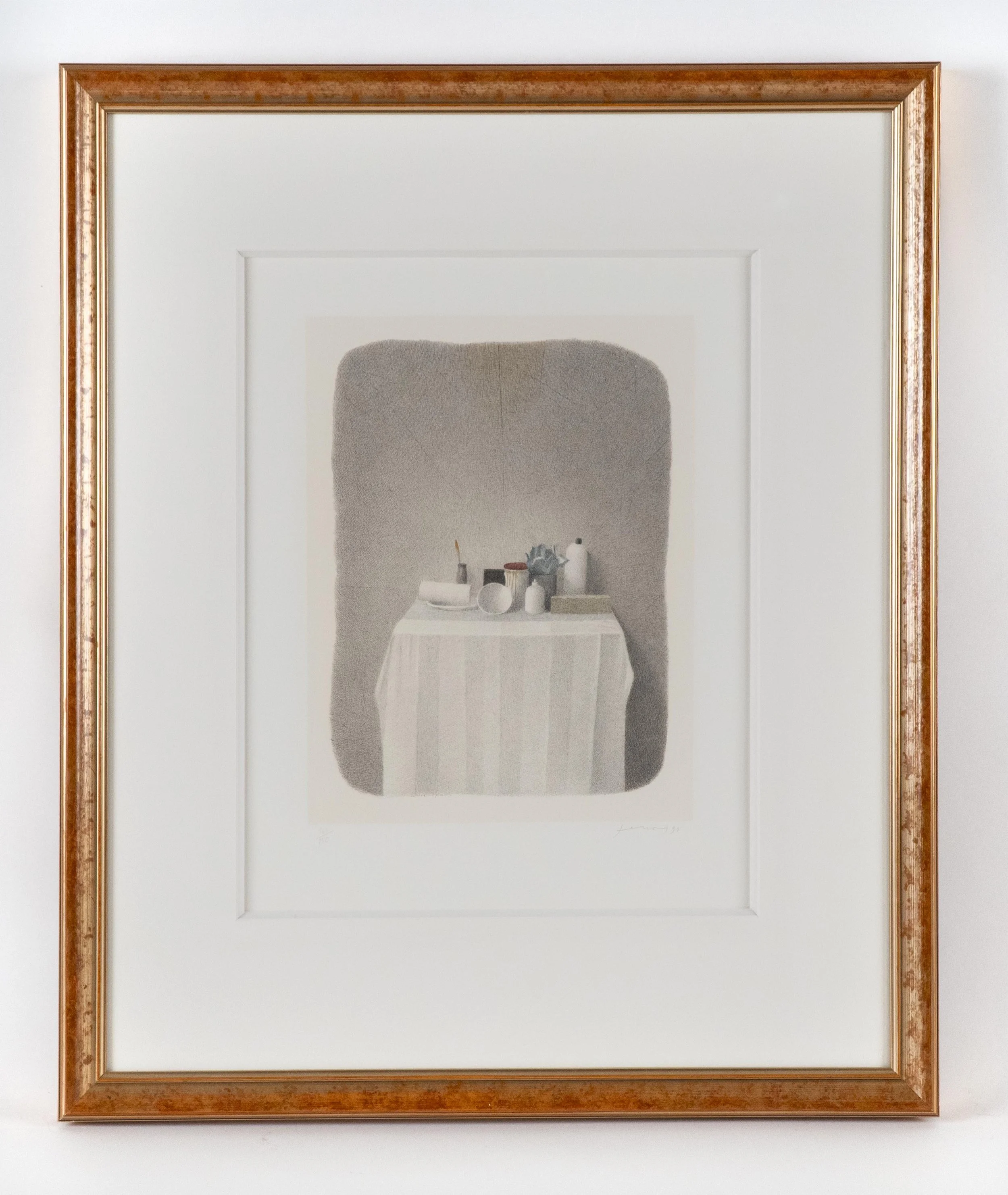  Gianfranco Ferroni (1927-2001), 125, “[table with objects]”, lithograph, ed. 146/150.    ENQUIRE  