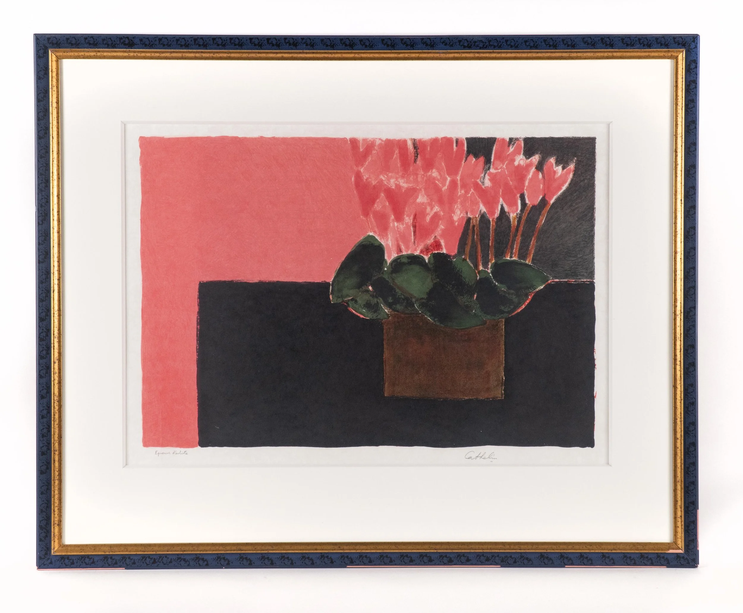  Bernard Cathelin, “Le Cyclamen Rose de Jacqueline“, 1991, original lithograph, 49.5 x 72.5 cm / 20 × 29 inches. edition # EA.   ENQUIRE  