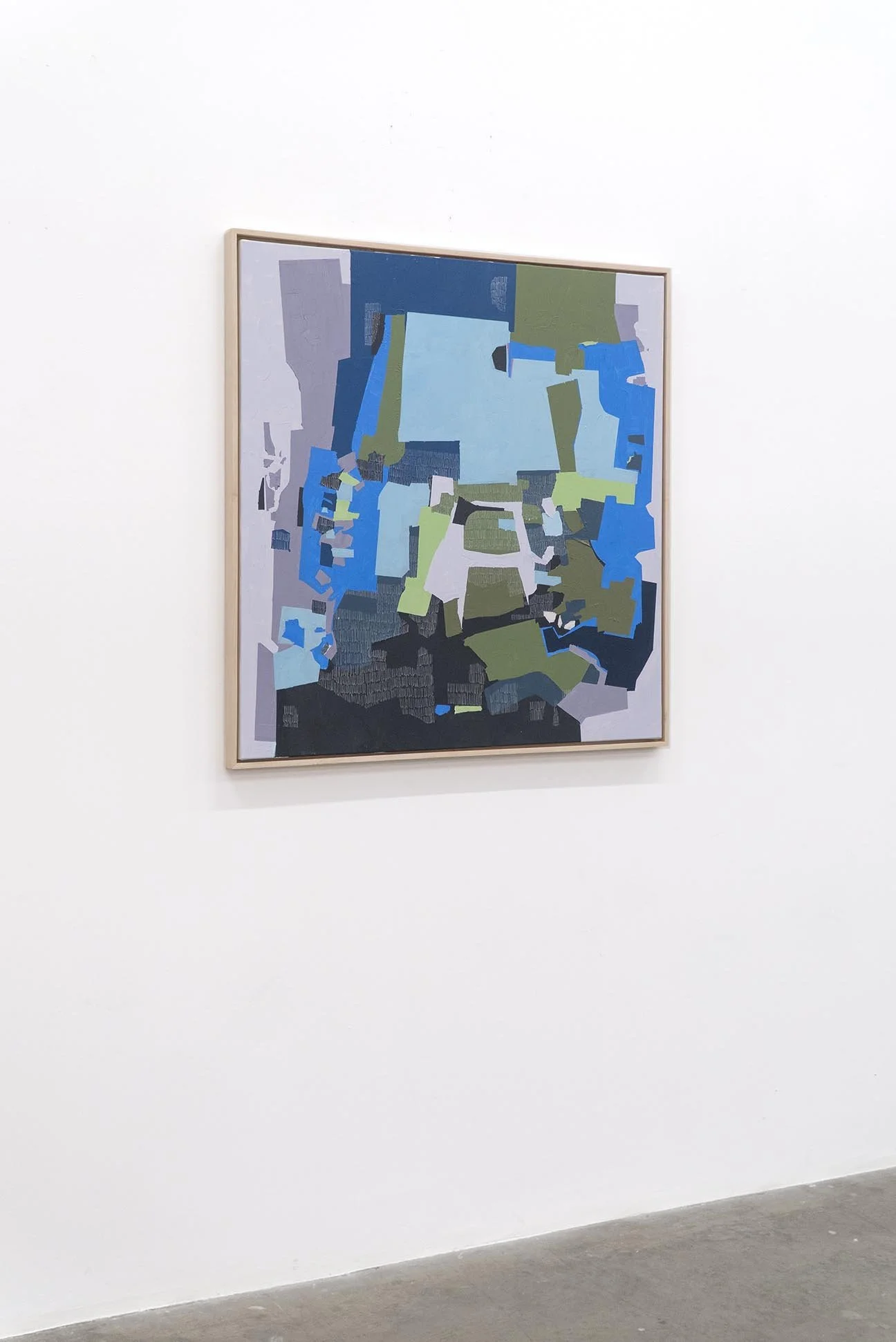  “Pool Blue in Terrazzo”, acrylic on canvas, 37.25 × 37.25 inches (framed).   ENQUIRE  