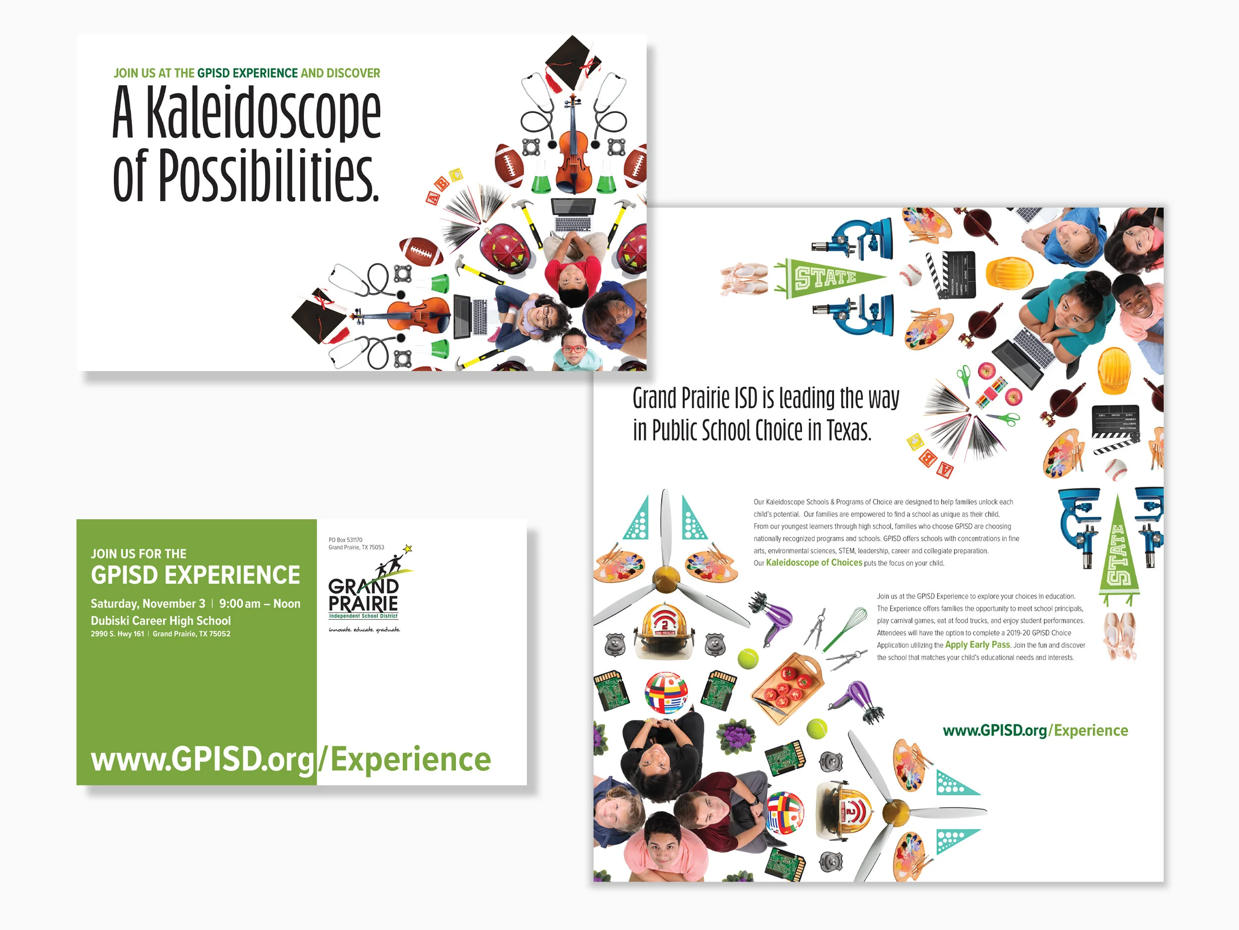 Included below are event banners, an outdoor board, a promotional poster, and a bus design. 