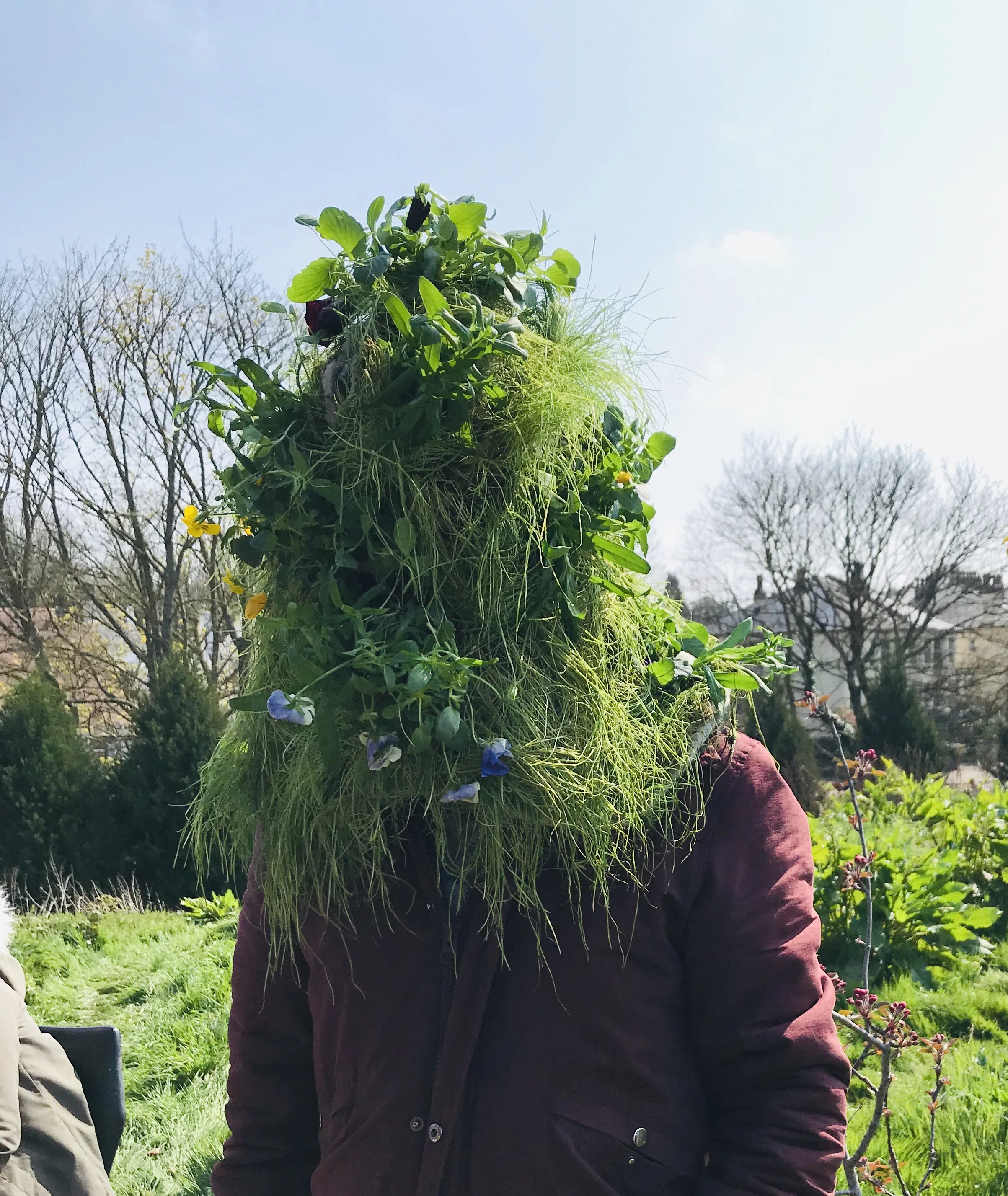 Trying out an example ‘grass head’ before growing gets underway.