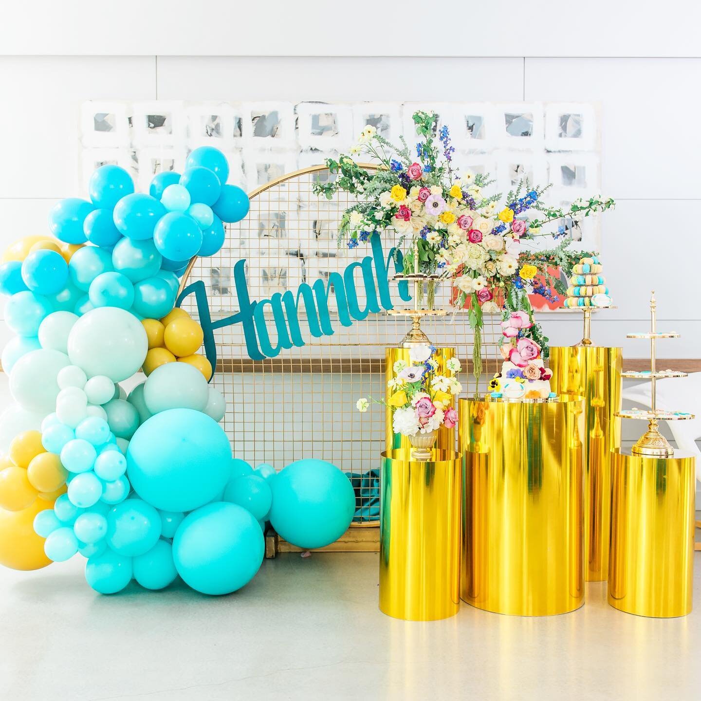 Bat Mitzvah dessert table 💙 We&rsquo;re so happy and grateful for the beautiful celebrations we get to be a part of! We offer full dessert table packages from Backdrop, signage, balloon, fresh flowers and of course desserts! | Photo by our dear frie