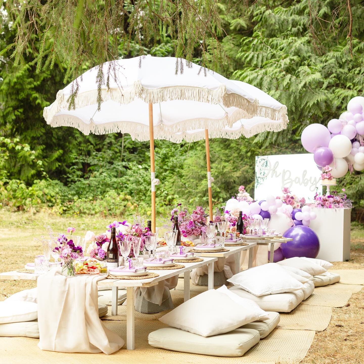 Baby Shower Picnic 💜 We love everything about this celebration - so much love goes into every detail of all our displays and we&rsquo;re so grateful to be given opportunities to design beautiful displays for our clients. Do you have an upcoming cele