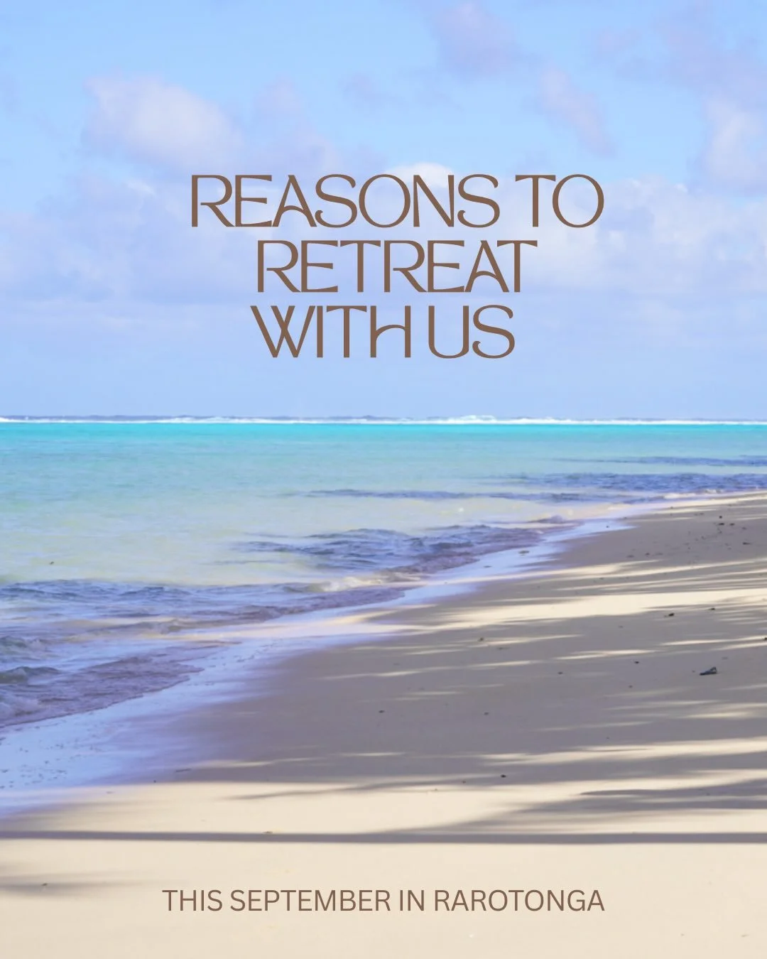 Swipe to see all the reasons you should come join Jo Pearson and myself this September on the beautiful island of Rarotonga. 

An easy flight away and you can take in the beautiful culture, the warm people, raw energy of nature and the joyful simplic