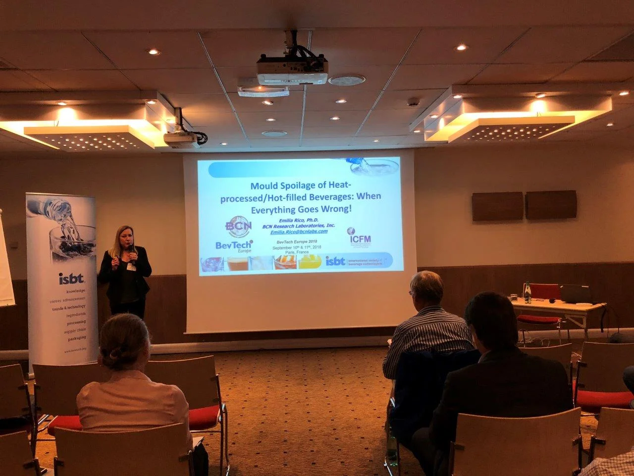 Dr. Emilia Rico presenting at BevTech Europe.