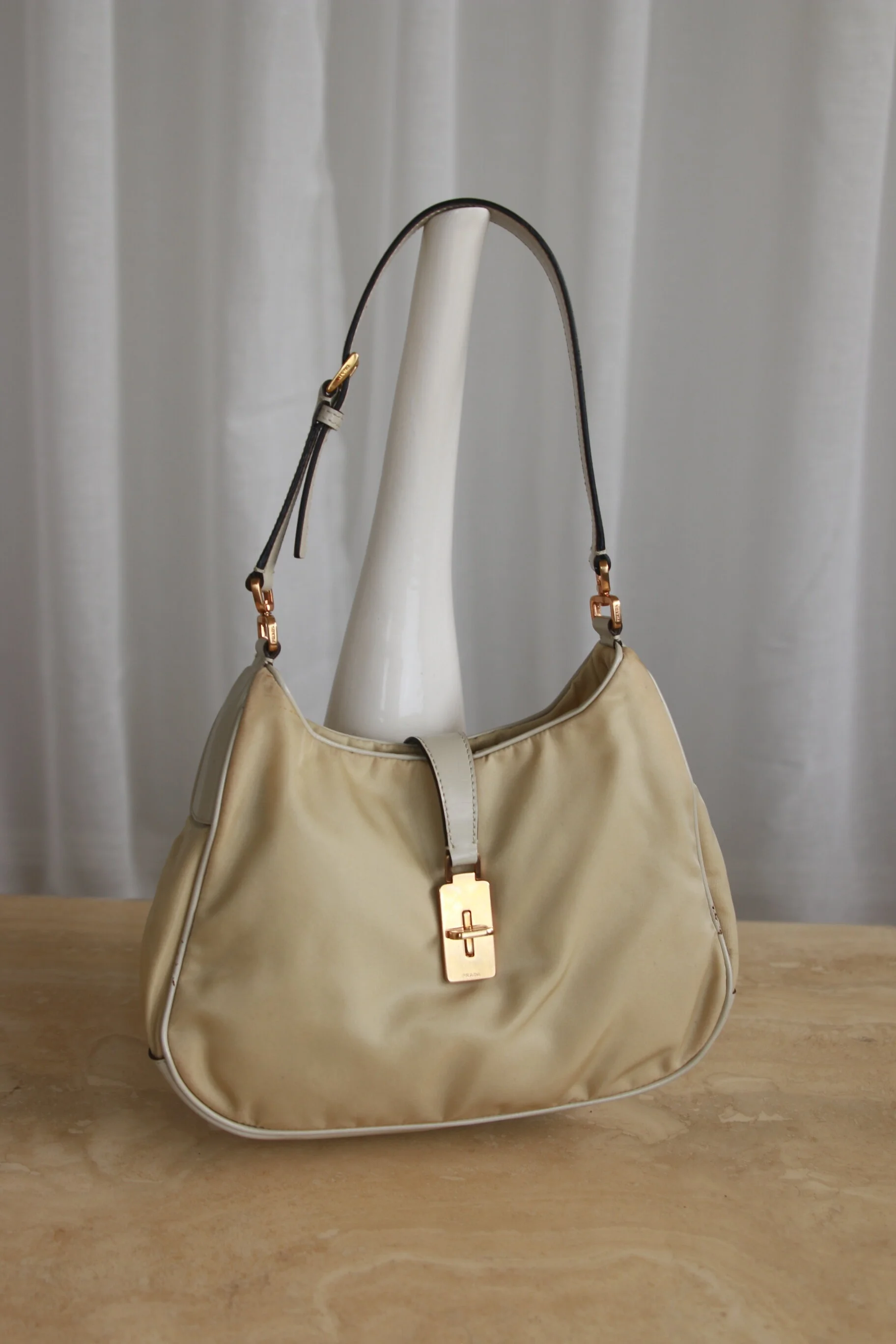beige nylon prada bag