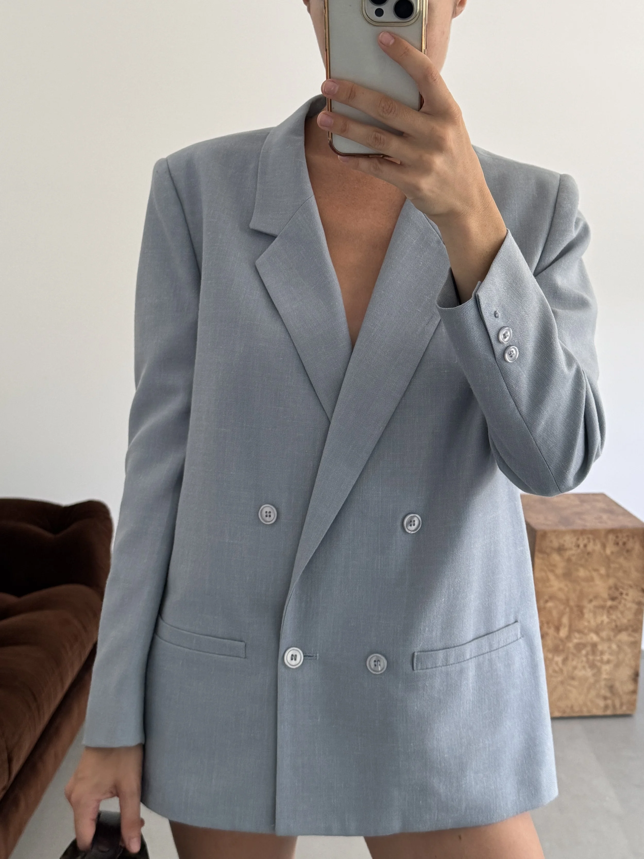 WOOL BLEND BLAZER - PALE BLUE