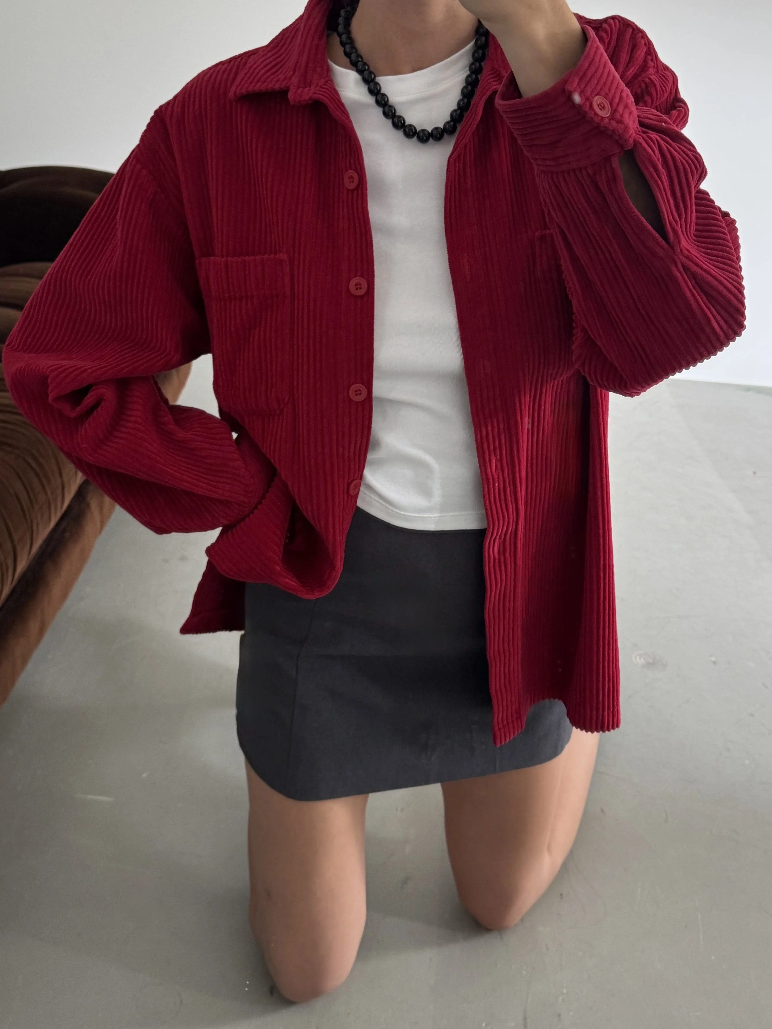 RED CORDUROY  SHIRT