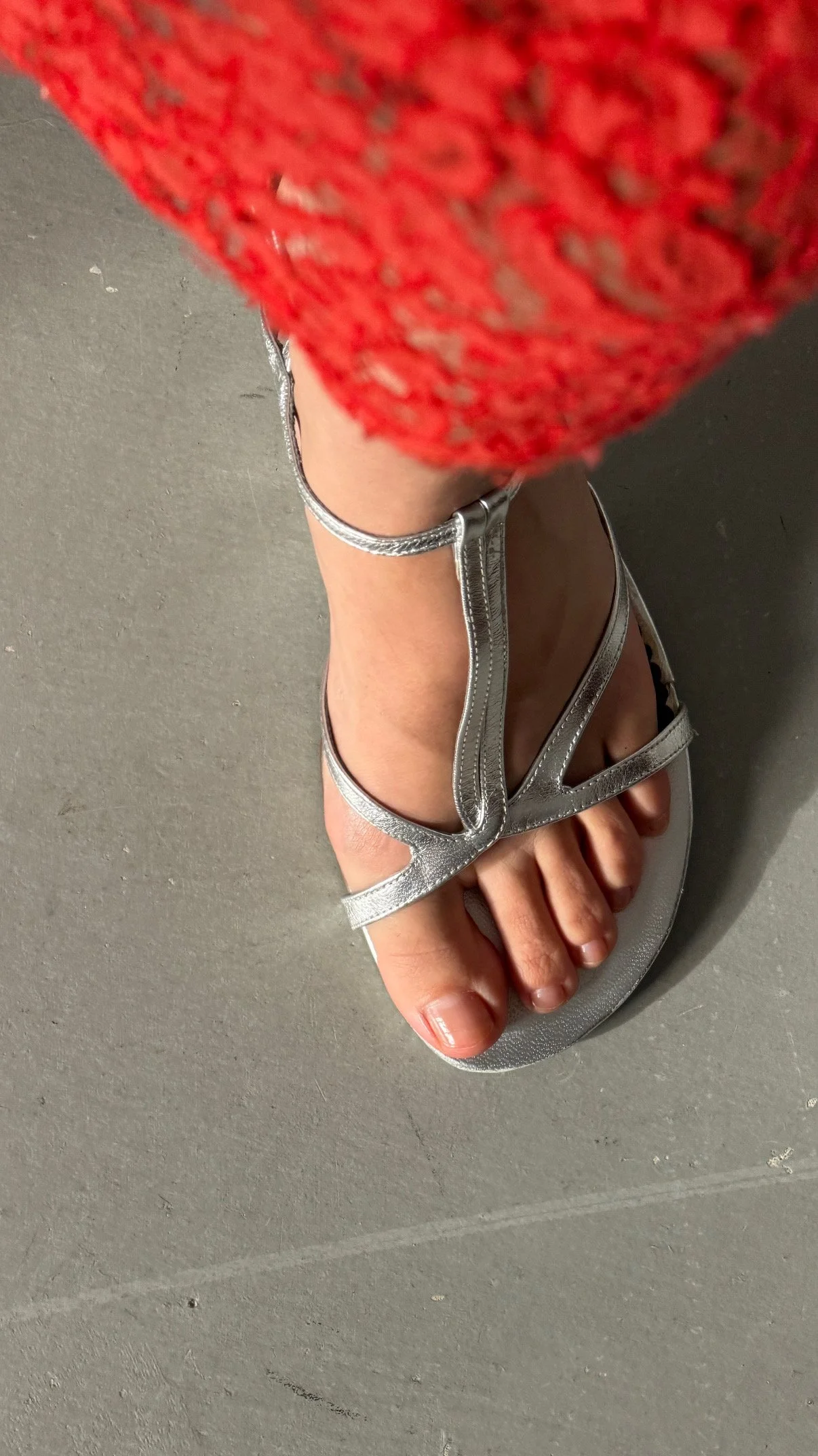 metallic silver strappy sandals