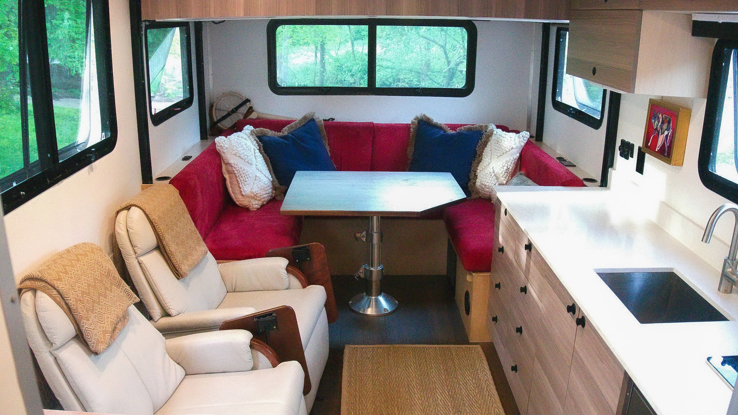 living area with six-person dinette