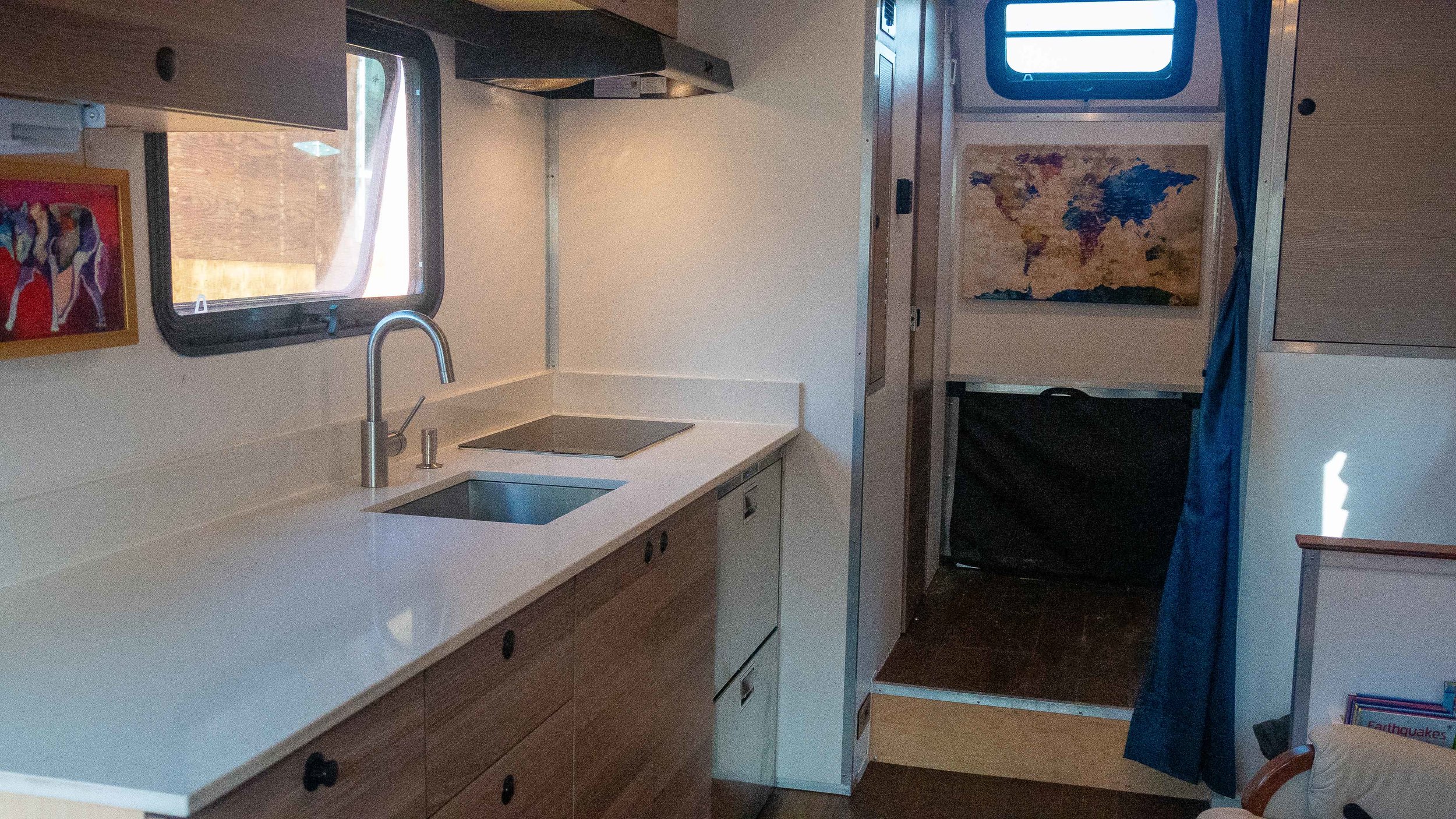 view from kitchen/recliners toward front of vehicle