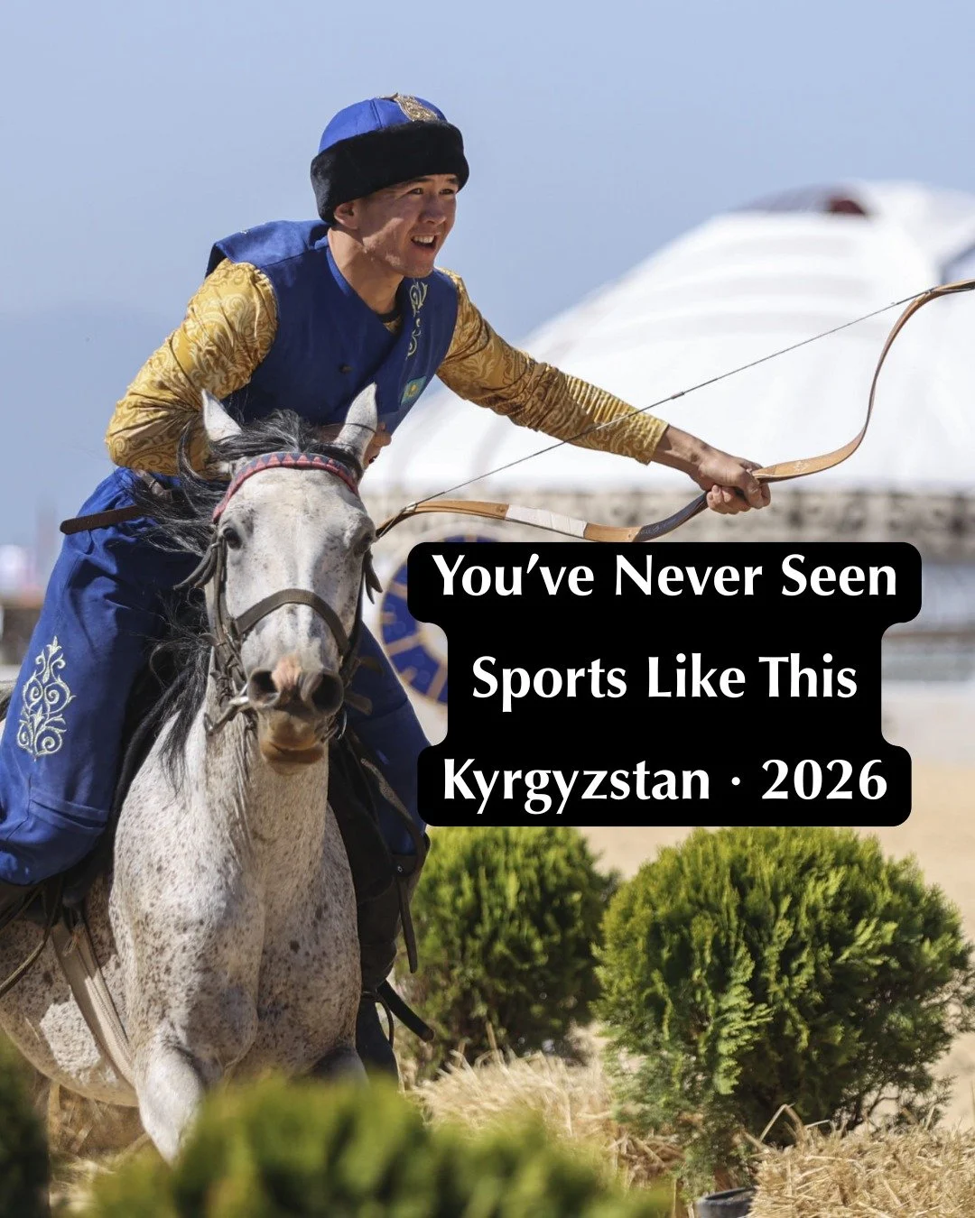 Sports reimagined: Galloping archers, warrior traditions, eagle hunting, epic mountains. 

Kyrgyzstan. August 31 - September 6, 2026.

Who's coming? 🌍🏹

#Kyrgyzstan #WorldNomadGames2026 #HorsebackArchery #CentralAsiaTravel #AdventureTravel #Nomadic