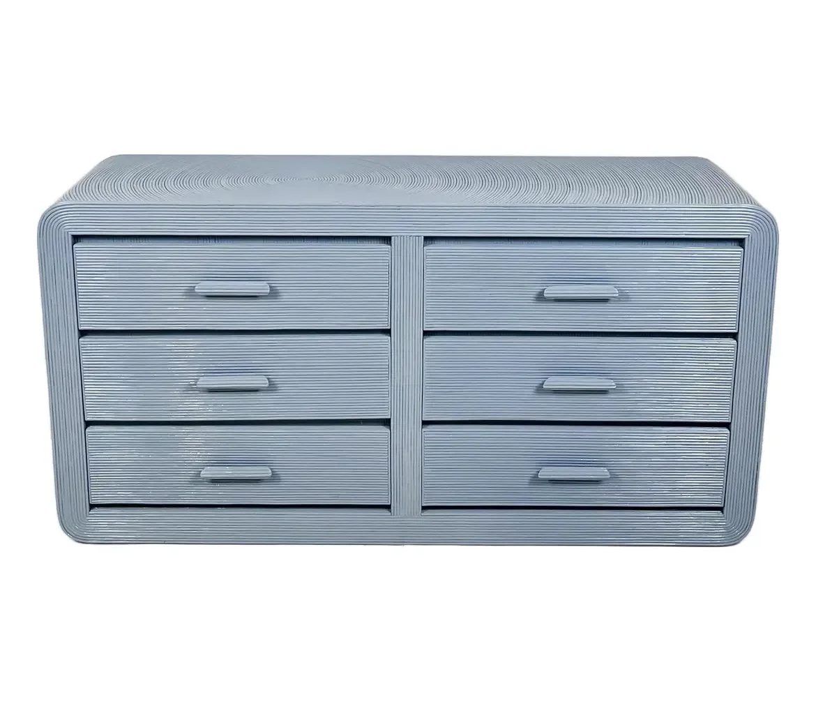 blue rattan dresser Patty Pastel Blue Rattan 6 Drawer Dresser — Furniture City (CA)l