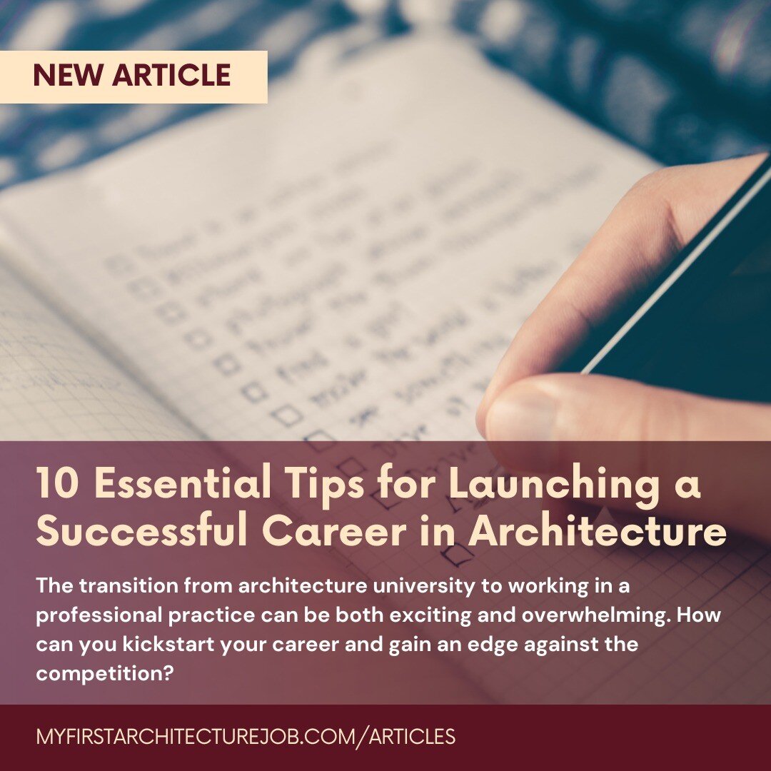 [Link in bio]

This guest article by Leon from @theorangeryblog has shared 10 essential tips for launching a successful career in architecture.

Access the article at the link in our profile, or visit: www.myfirstarchitecturejob.com/articles/dayinthe