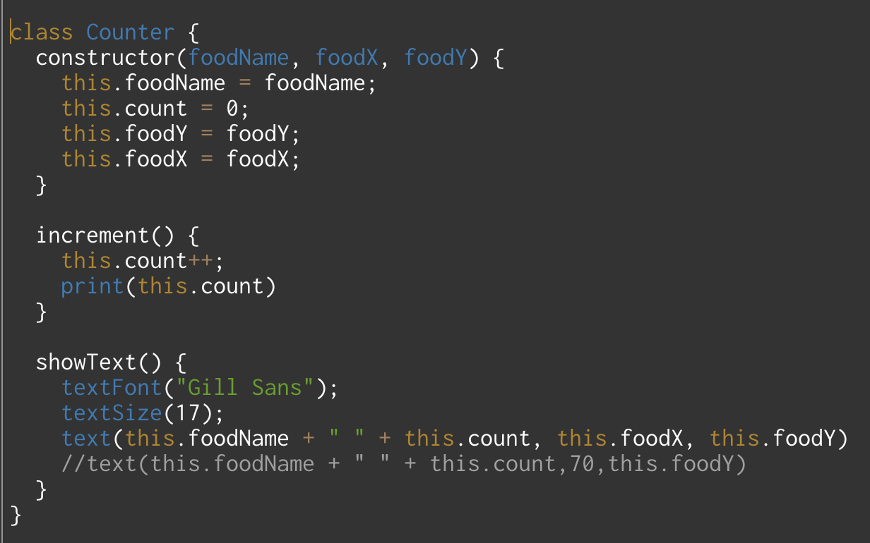 function increment() from Counter class is being called in function meow() in Tag class