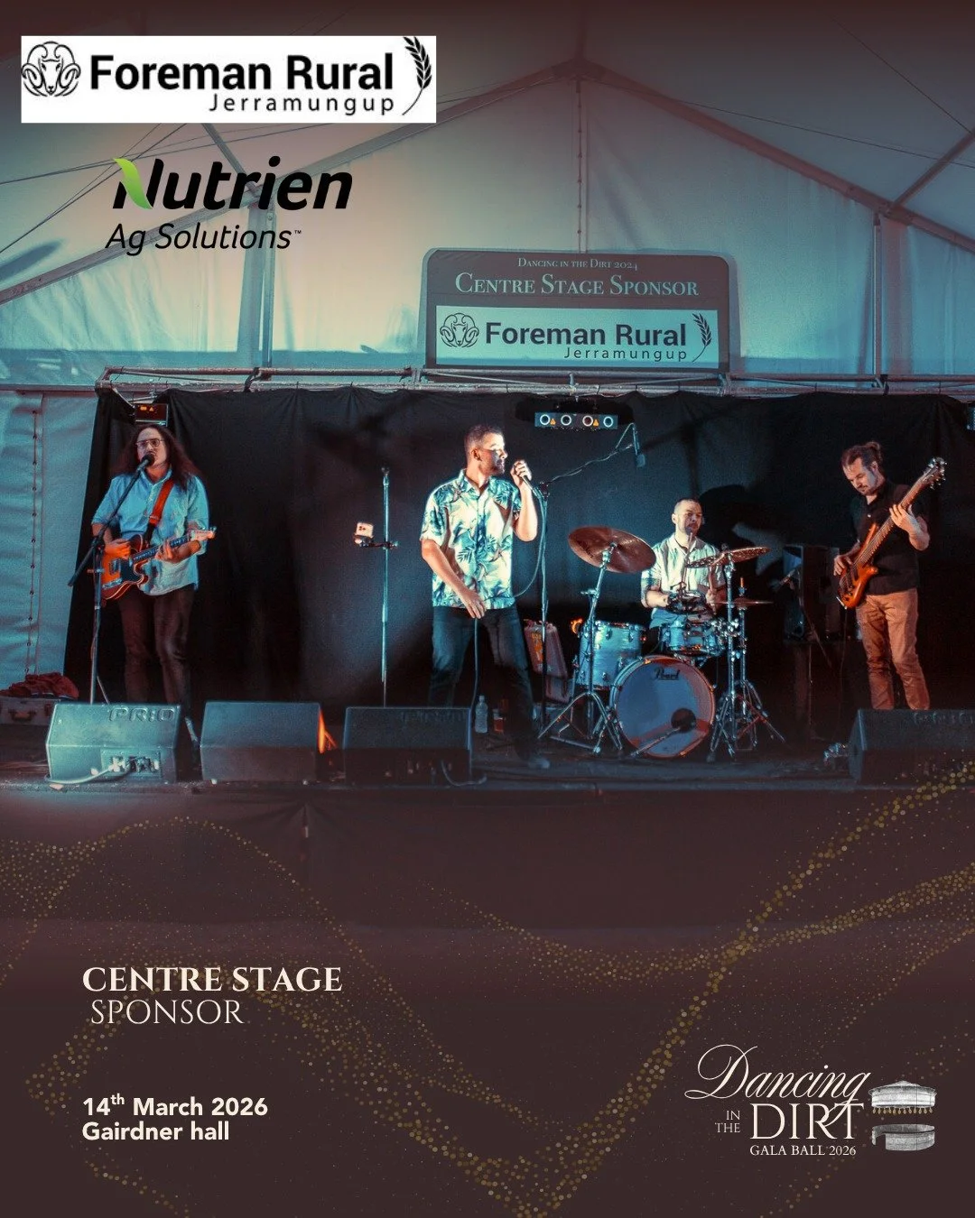 Meet one of our major sponsors for Dancing in the Dirt - Centre Stage. Thank you for coming onboard Foreman Rural and helping everyone dance the night away.

Follow the Dancing in the Dirt Instagram page to get all the updates and to make sure you do
