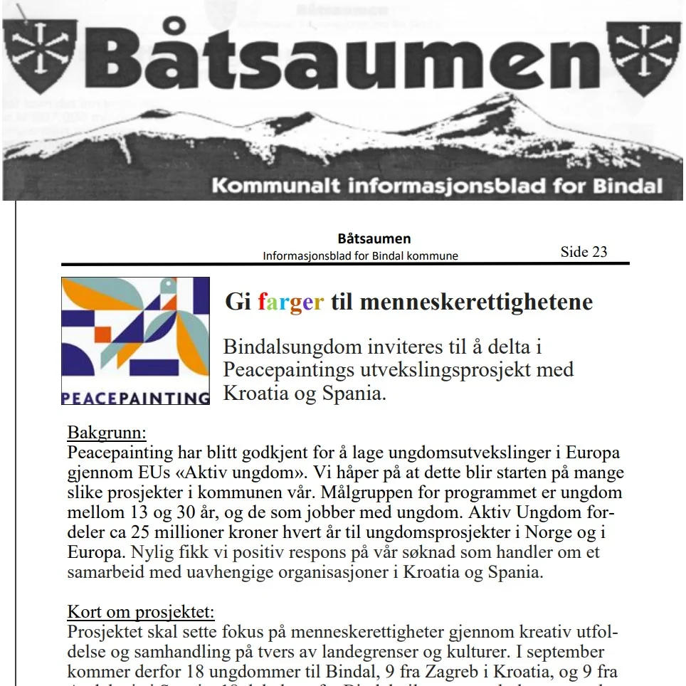Peacepainting's exchange project with Croatia and Spain