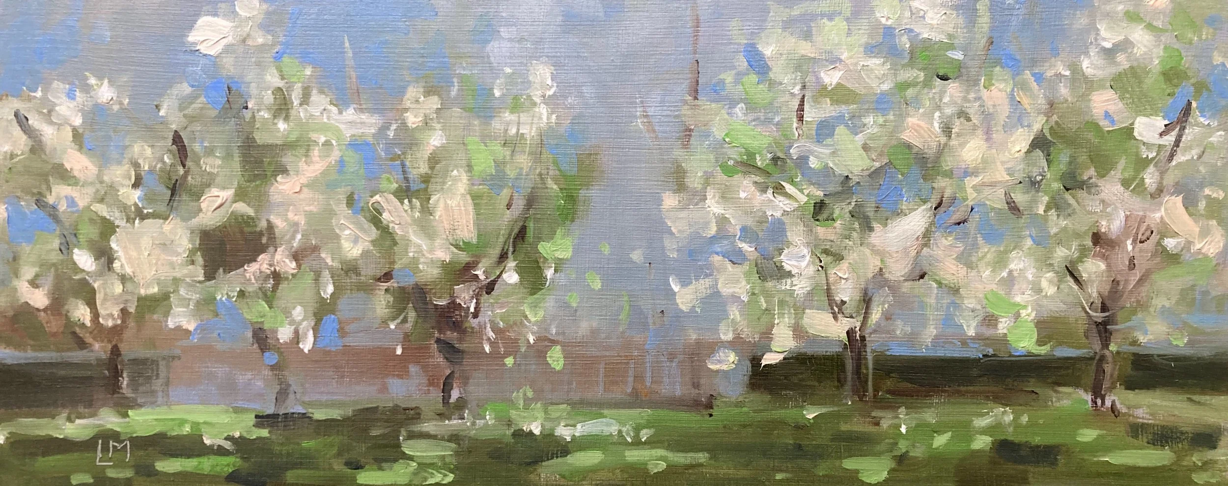 White Blossom Battersea Park Oil 15x35cm.jpeg
