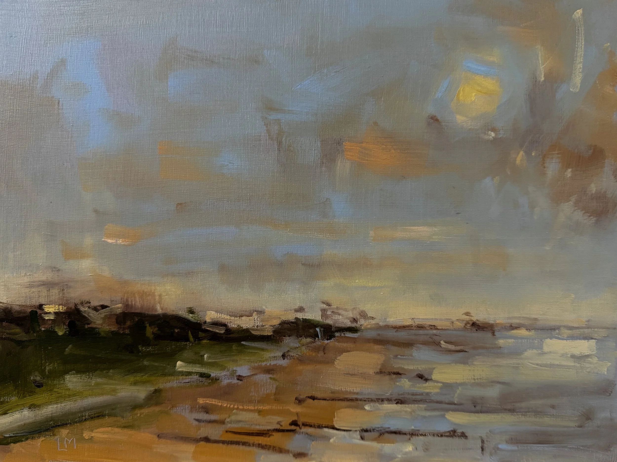 Distant Pier Under Winter Sun Oil 23x30cm.jpeg