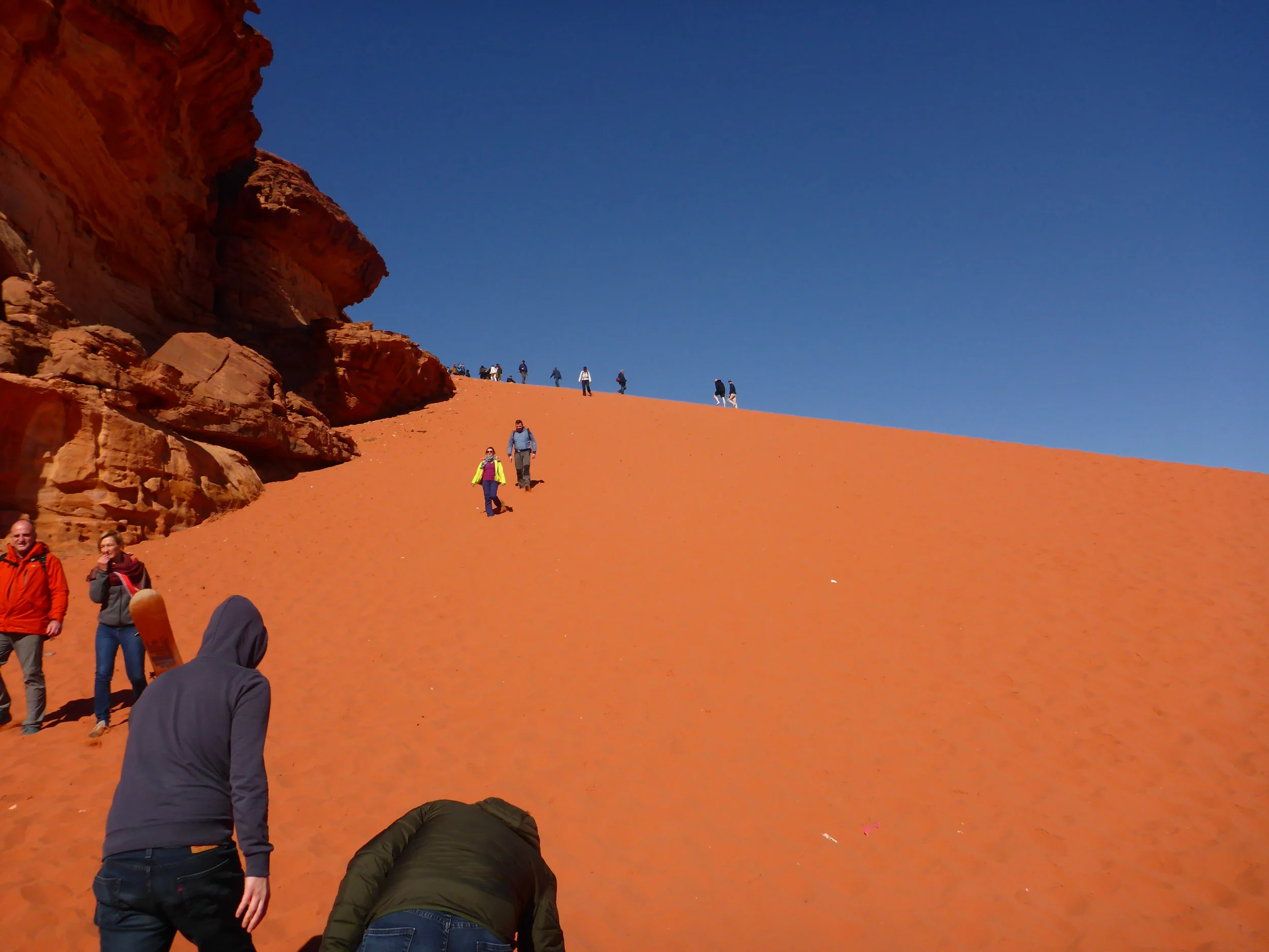 Sand boarding at Wadi Rum