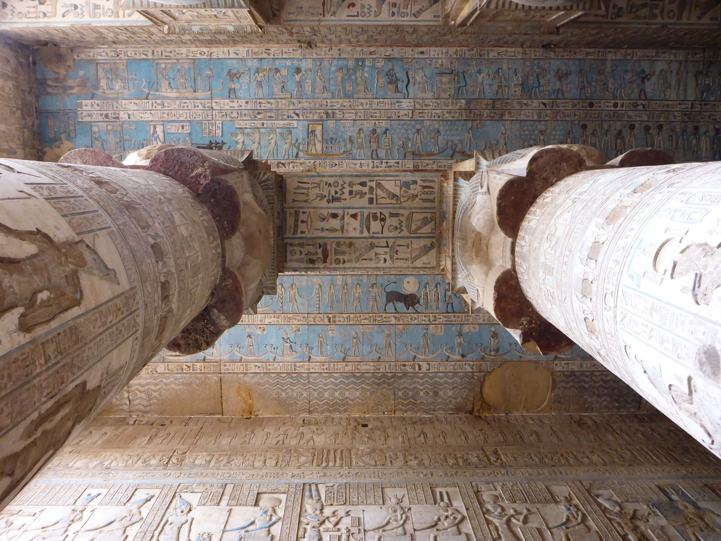 Ceiling decoration at Dendera temple. 