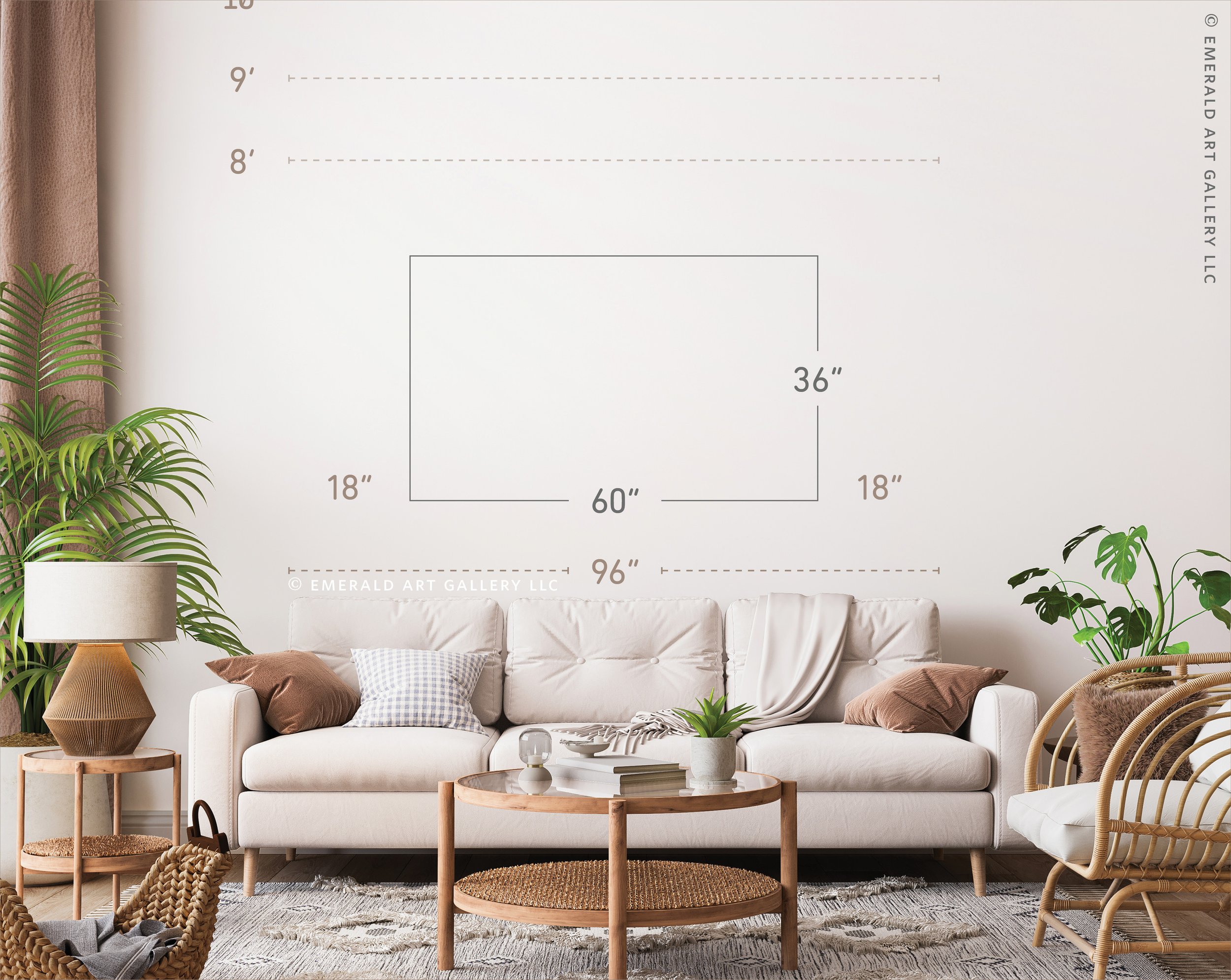 60" Wide x 36" Tall