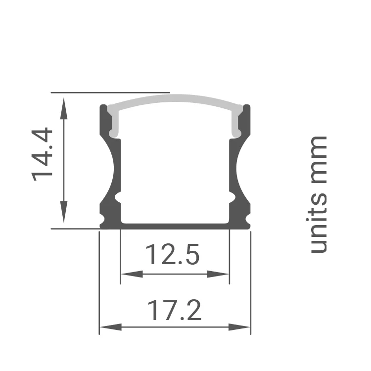Aluminium profile GFP-PRO-004 measurement diagram