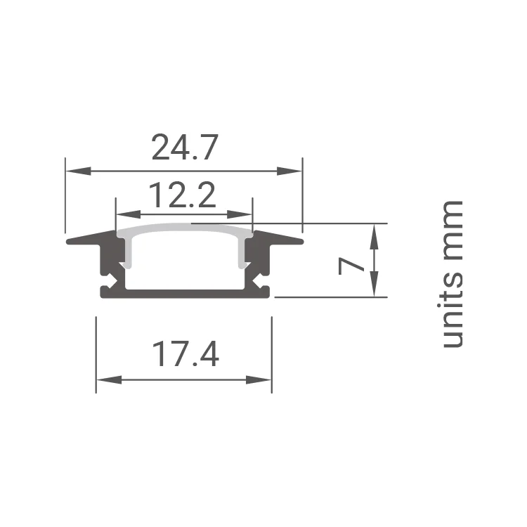 GFP lighting led aluminium profile pro 001 measurement diagram