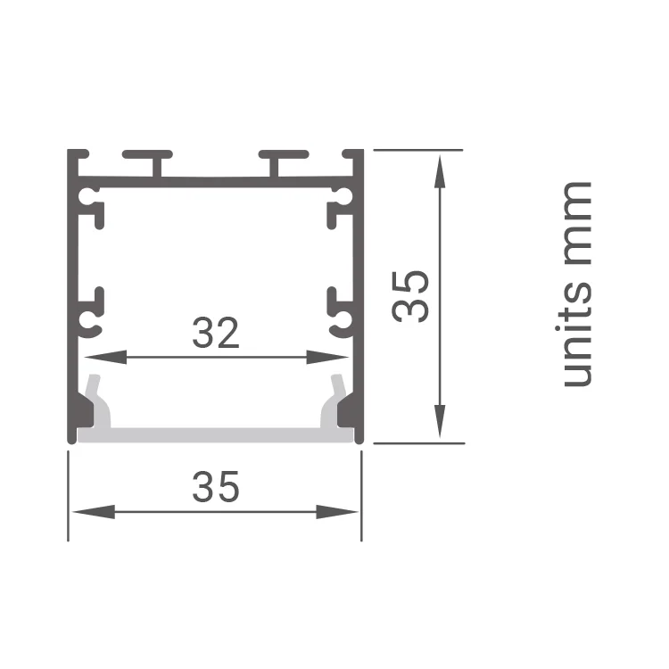 LED aluminium profile GFP-PRO-A034 measurements