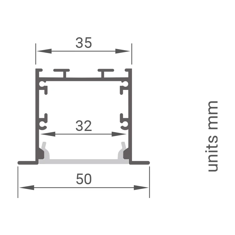 LED aluminium profile GFP-PRO-A035 measurements