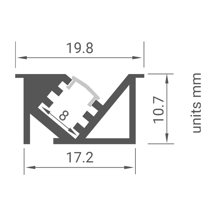 LED aluminium profile GFP-PRO-012 elite measurements