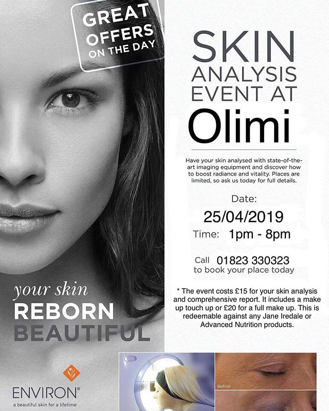 Jane Iredale Skin analysis evening at Olimi 🎉 limited spaces so get booked in now! 🤩 #janeiredalemakeup #janeiredaleuk #advancednutritionprogramme #olimi