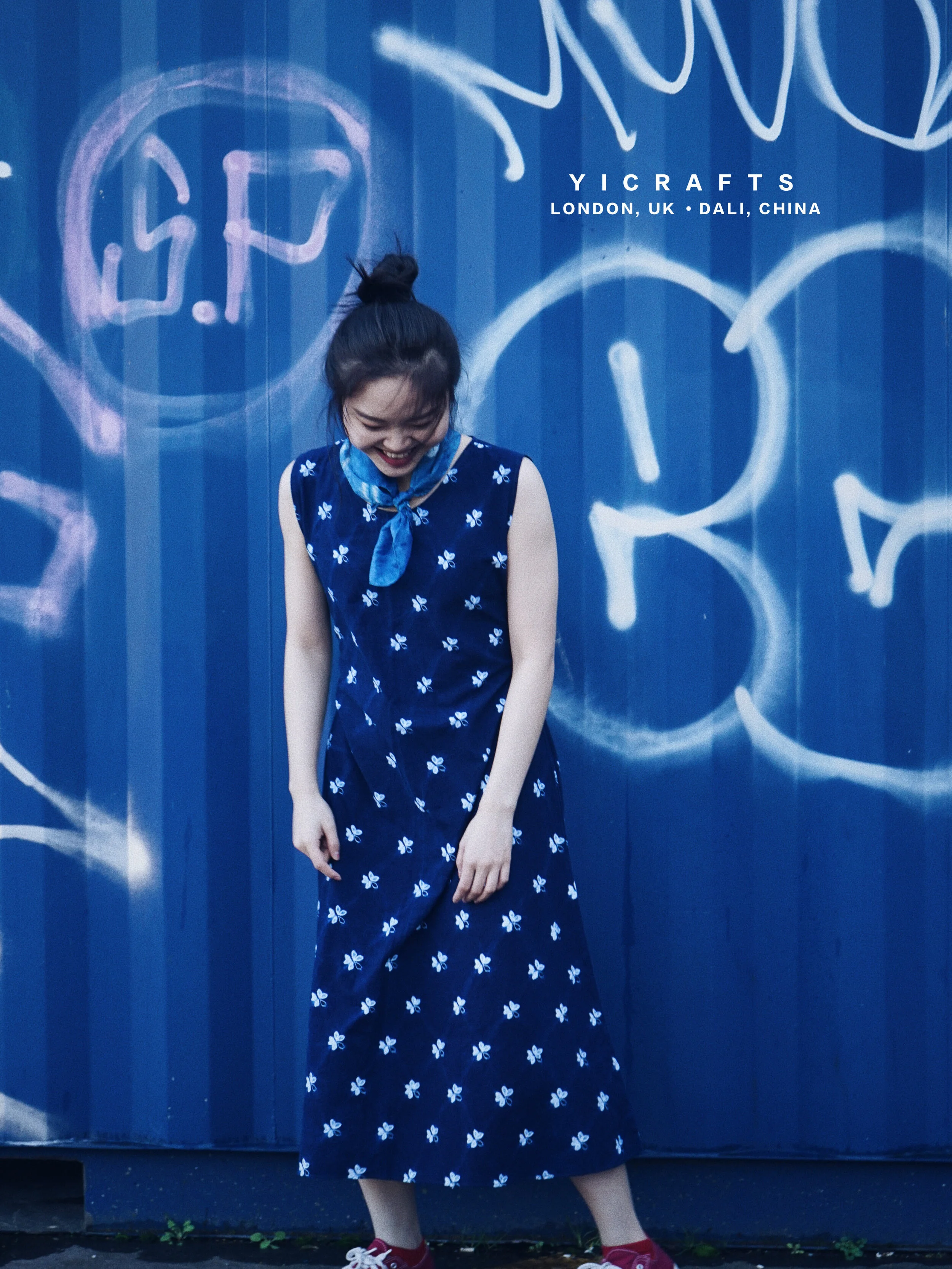 Natural indigo dyed shibori dress Yicrafts